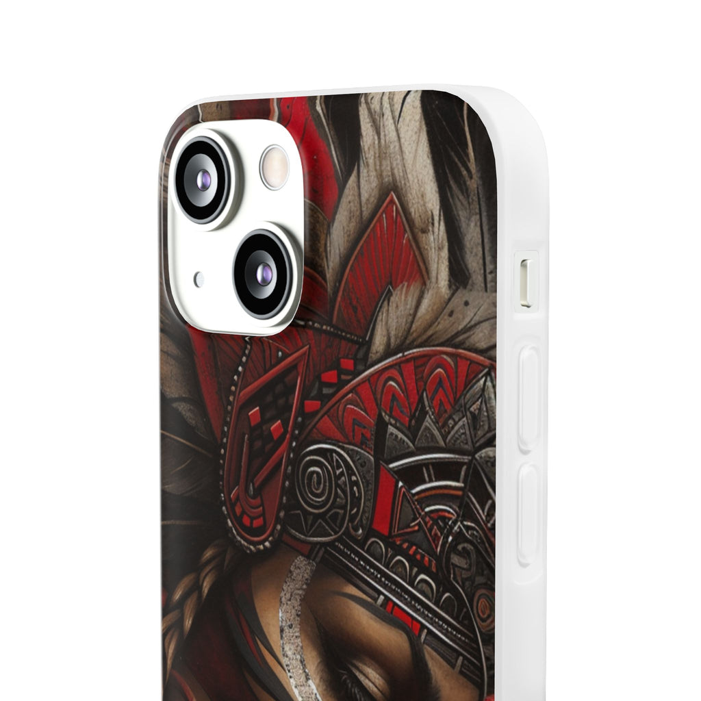 Aztec Sun Goddess – Flexi Phone Case (iPhone & Samsung • Clear TPU • Made in USA • Personalized Option)