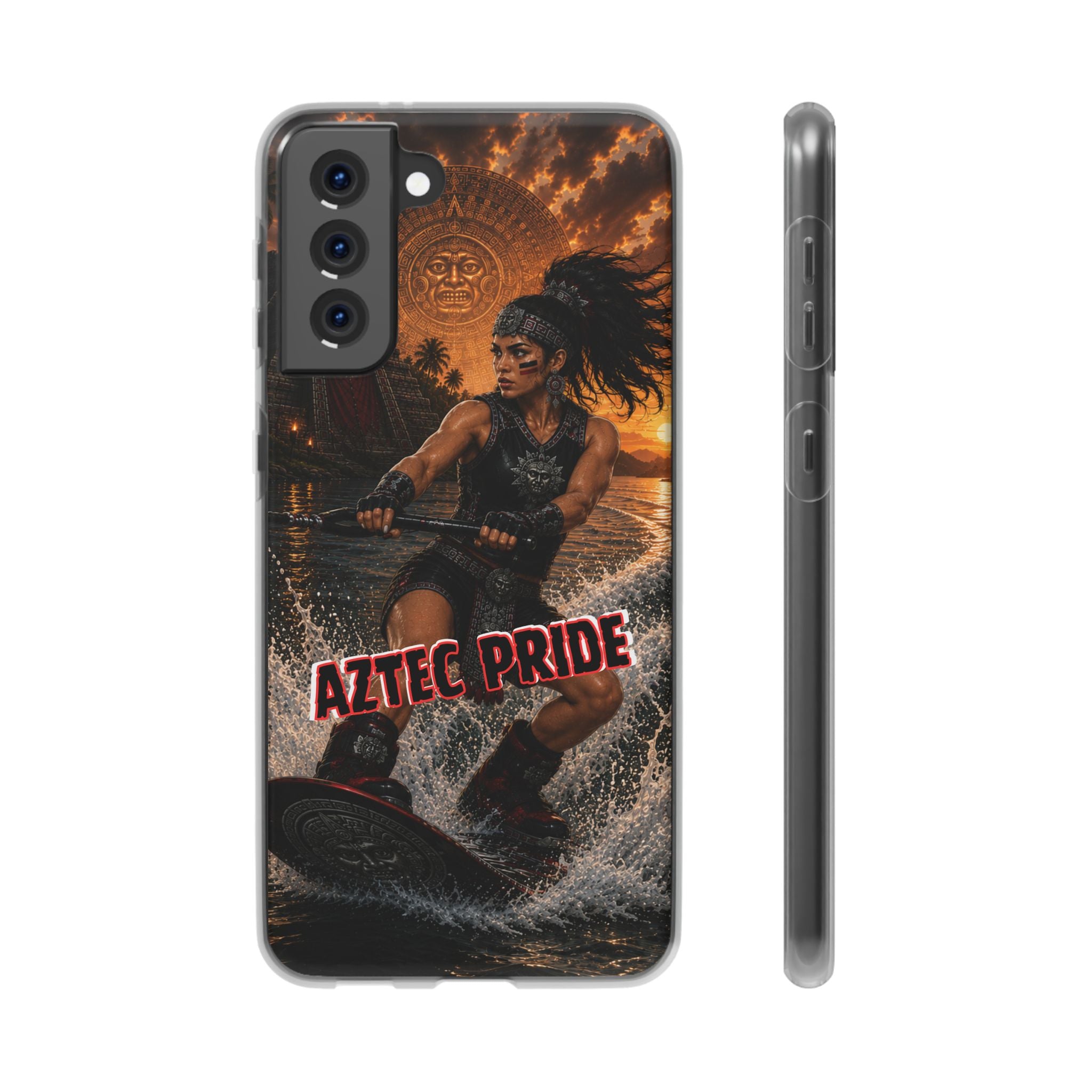 Aztec Wakeboard Female Warrior – Flexi Phone Case (iPhone & Samsung • Clear TPU • Made & Shipped in the USA • 🚚 FREE USA Shipping • Personalized Option)