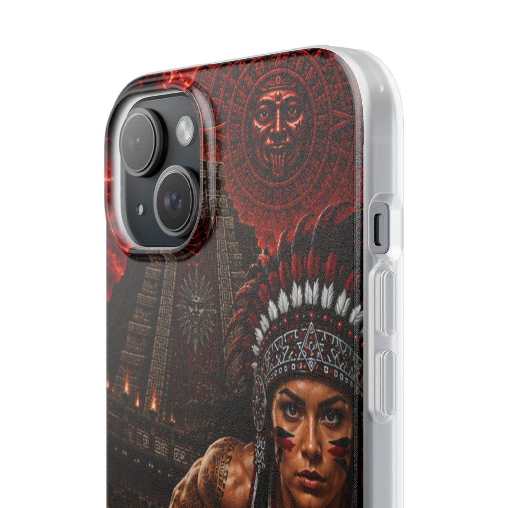 Aztec Track & Field Female Warrior – Flexi Phone Case (iPhone & Samsung • Clear TPU • Made & Shipped in the USA • 🚚 FREE USA Shipping • Personalized Option)