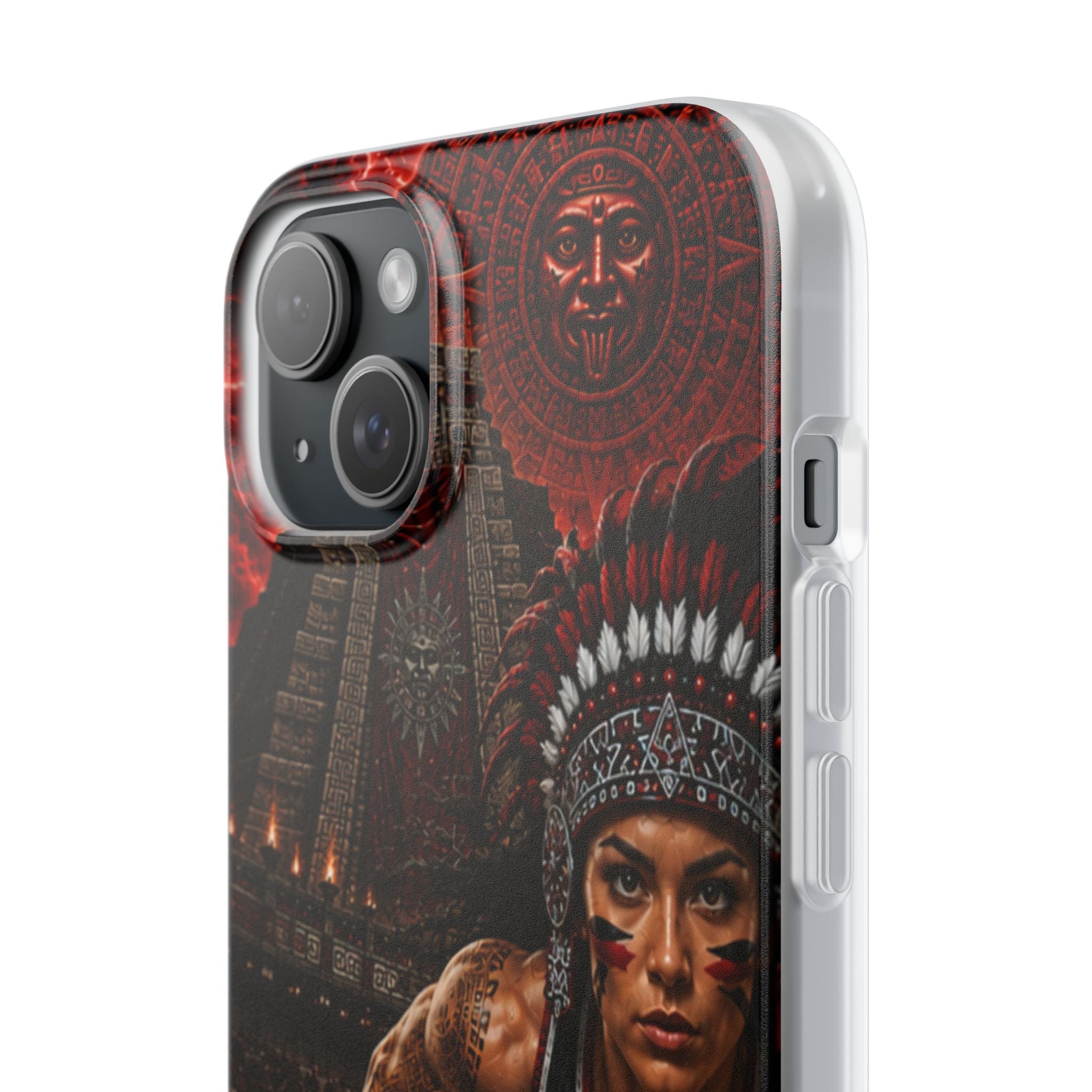 Aztec Track & Field Female Warrior – Flexi Phone Case (iPhone & Samsung • Clear TPU • Made & Shipped in the USA • 🚚 FREE USA Shipping • Personalized Option)