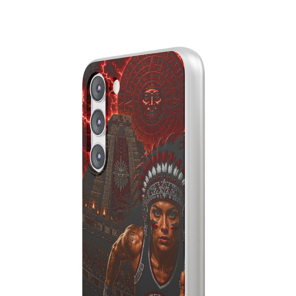 Aztec Track & Field Female Warrior – Flexi Phone Case (iPhone & Samsung • Clear TPU • Made & Shipped in the USA • 🚚 FREE USA Shipping • Personalized Option)
