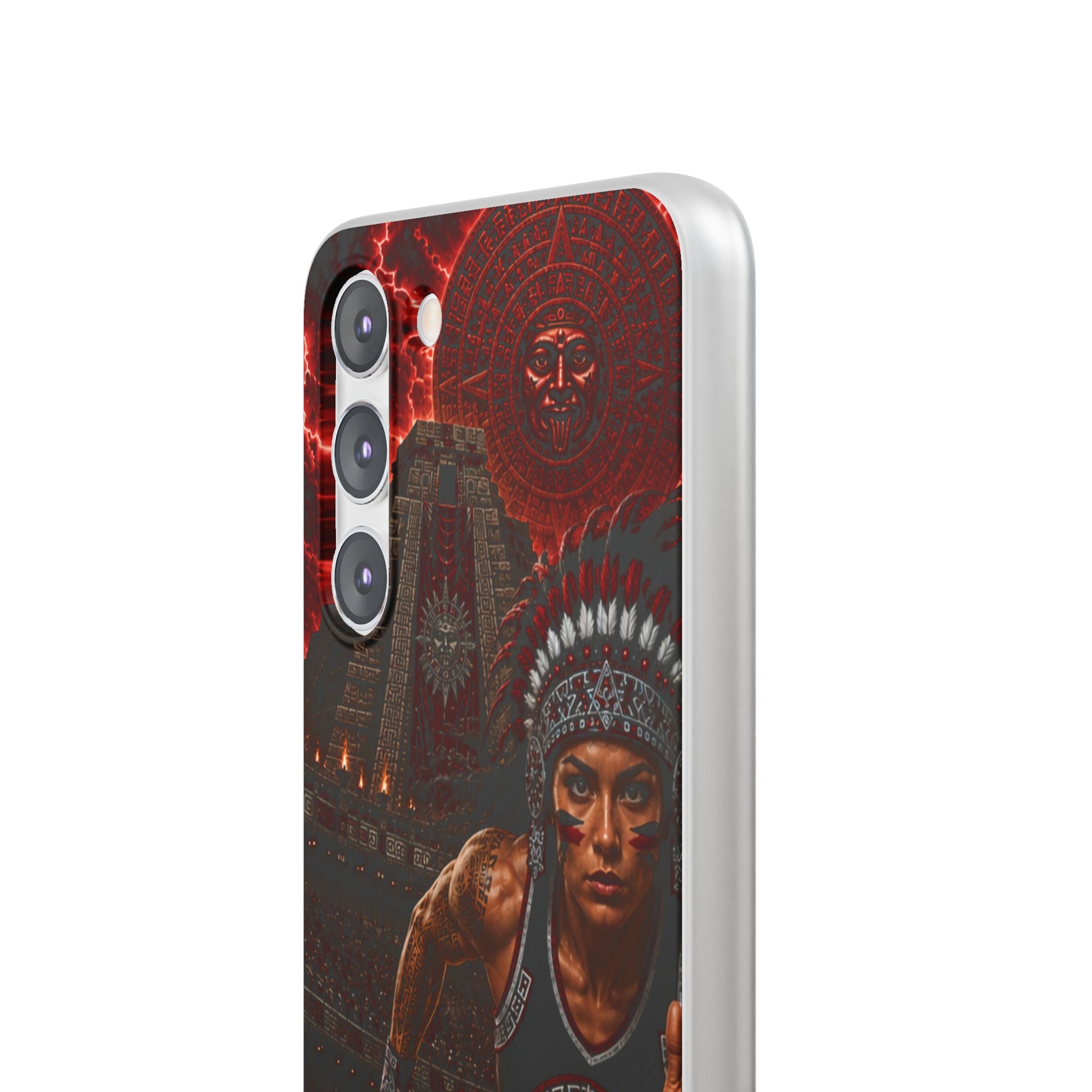 Aztec Track & Field Female Warrior – Flexi Phone Case (iPhone & Samsung • Clear TPU • Made & Shipped in the USA • 🚚 FREE USA Shipping • Personalized Option)