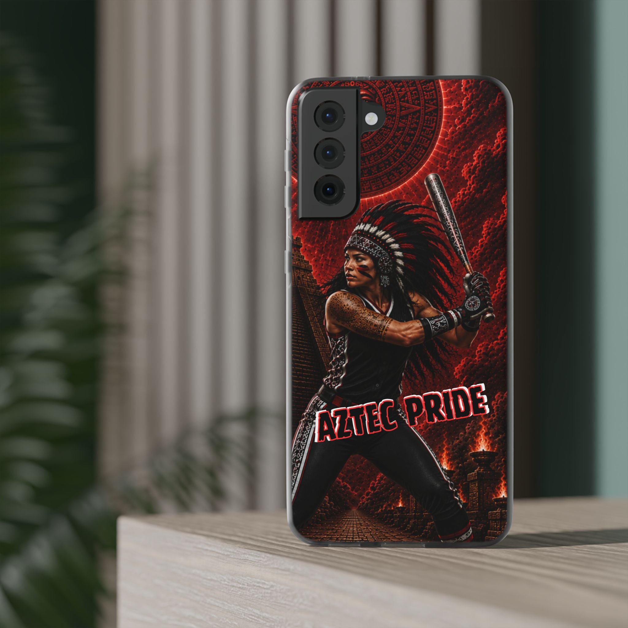 Aztec Softball Warrior – Flexi Phone Case (iPhone & Samsung • Clear TPU • Made in USA • Personalized Option)