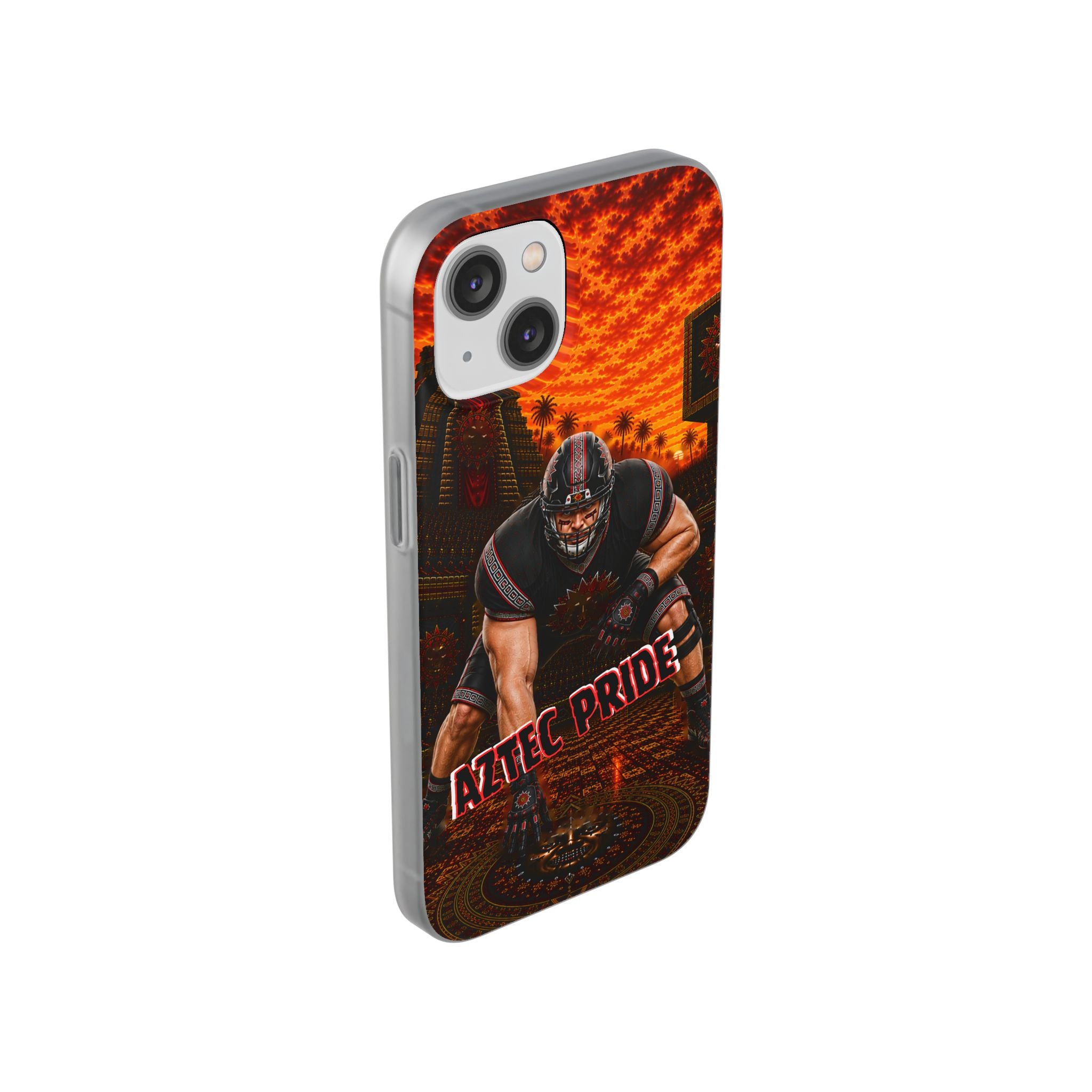 Aztec Football Warrior – Flexi Phone Case (iPhone & Samsung • Clear TPU • Made & Shipped in the USA • 🚚 FREE USA Shipping • Personalized Option)