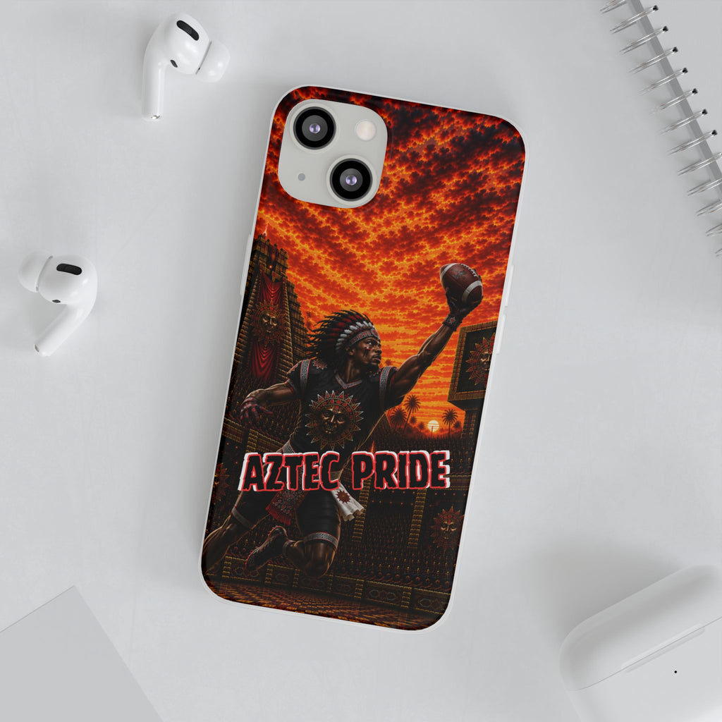 Aztec Football Warrior – Flexi Phone Case (iPhone & Samsung • Clear TPU • Made & Shipped in the USA • 🚚 FREE USA Shipping • Personalized Option)