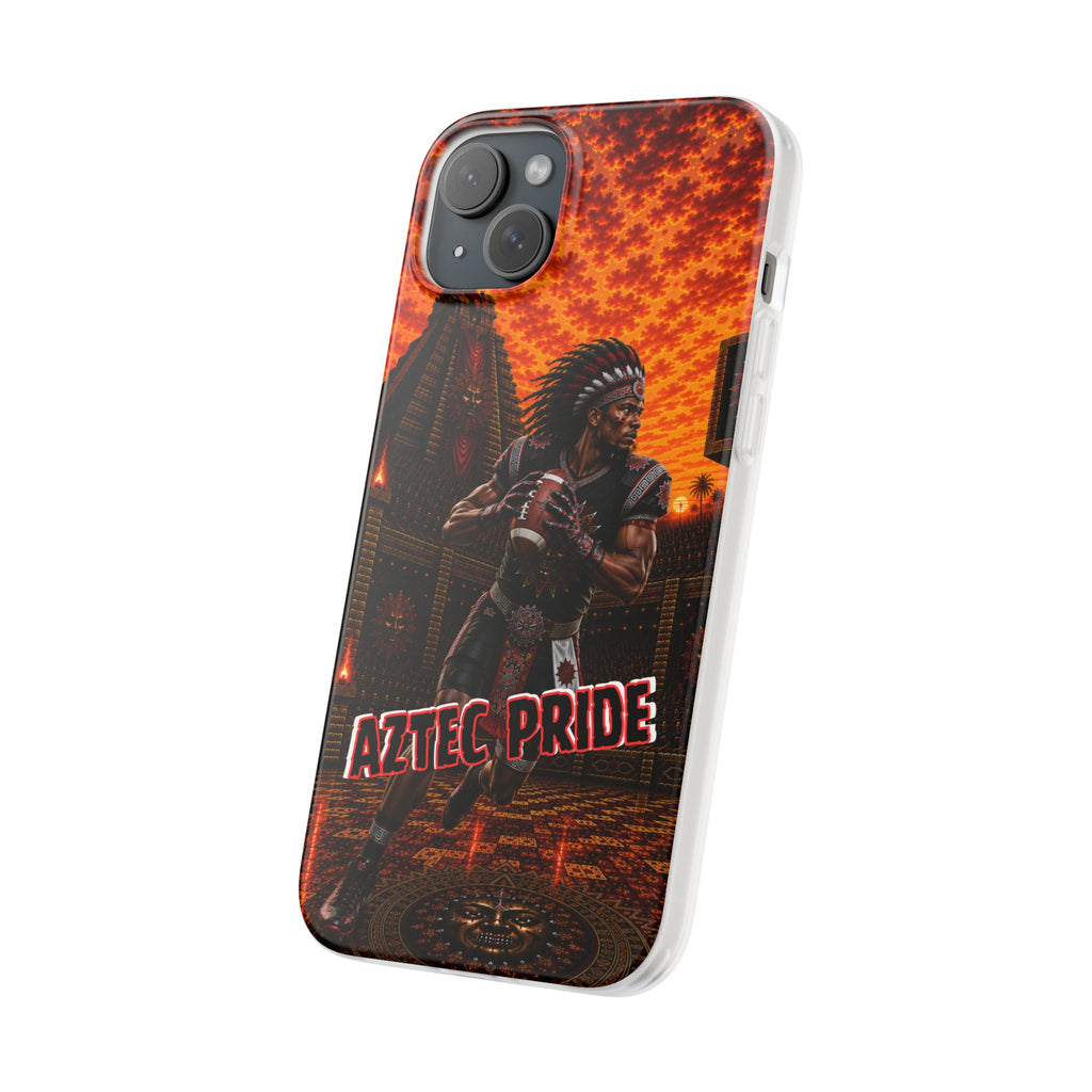 Aztec Football Warrior – Flexi Phone Case (iPhone & Samsung • Clear TPU • Made & Shipped in the USA • 🚚 FREE USA Shipping • Personalized Option)