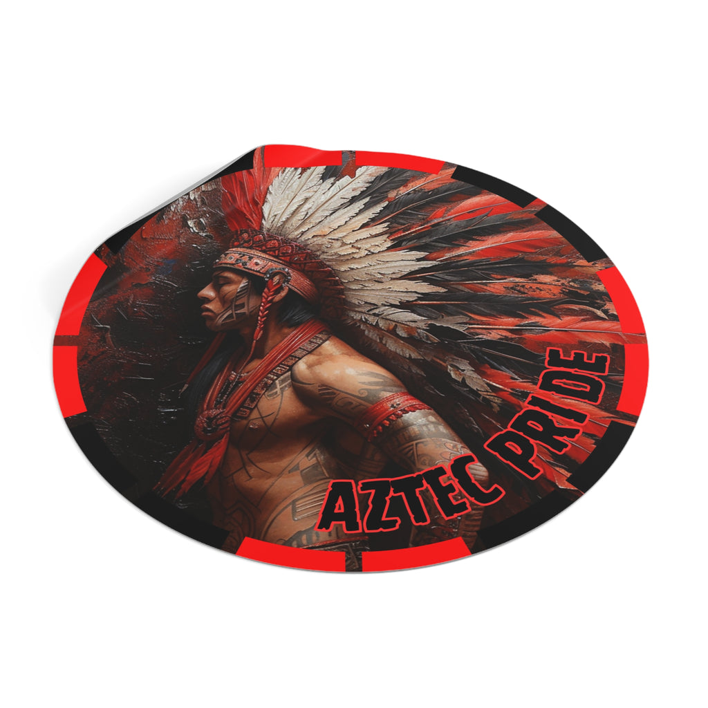 Aztec Noble Warrior Round Vinyl Sticker – Waterproof Matte Decal (2”–6”)