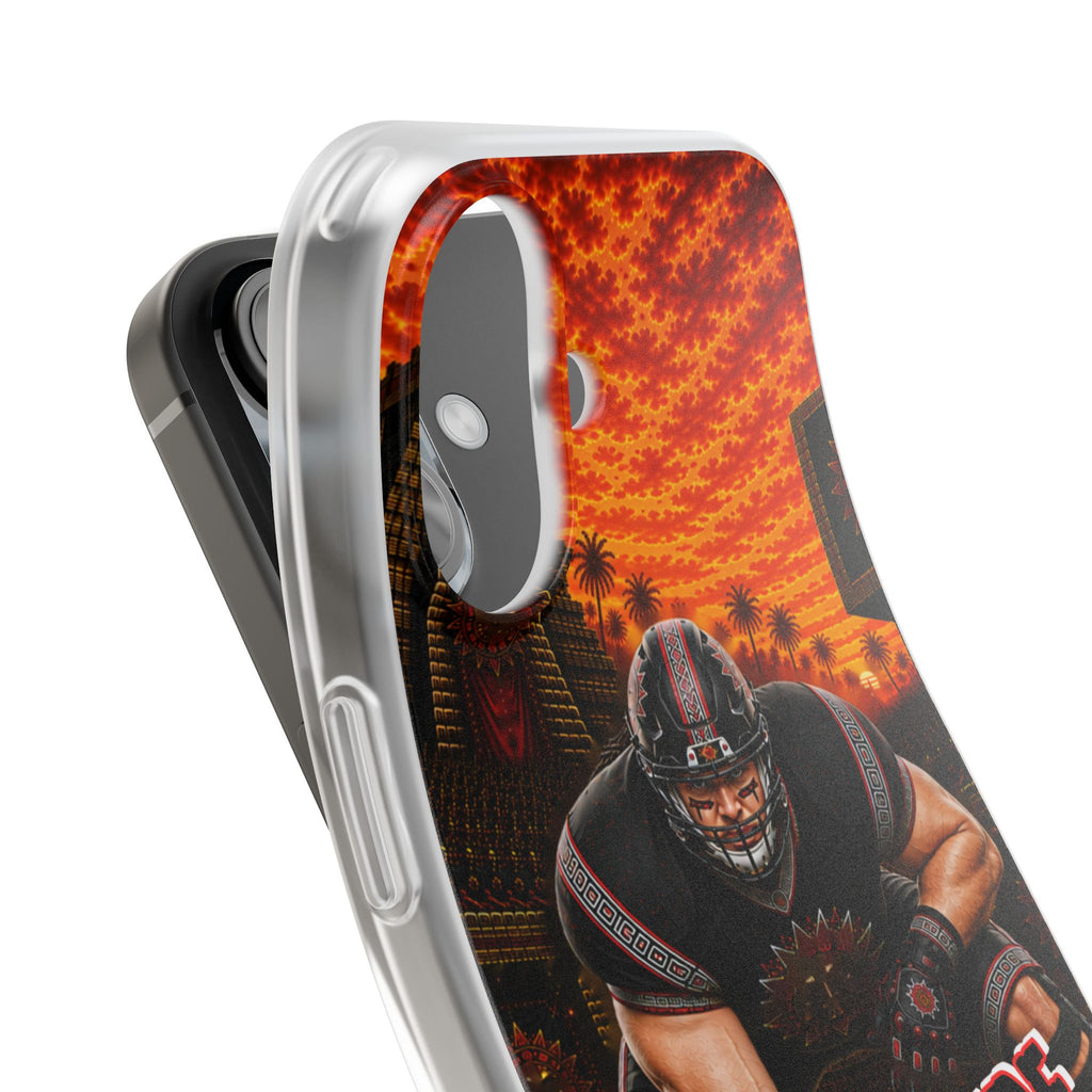 Aztec Football Warrior – Flexi Phone Case (iPhone & Samsung • Clear TPU • Made & Shipped in the USA • 🚚 FREE USA Shipping • Personalized Option)