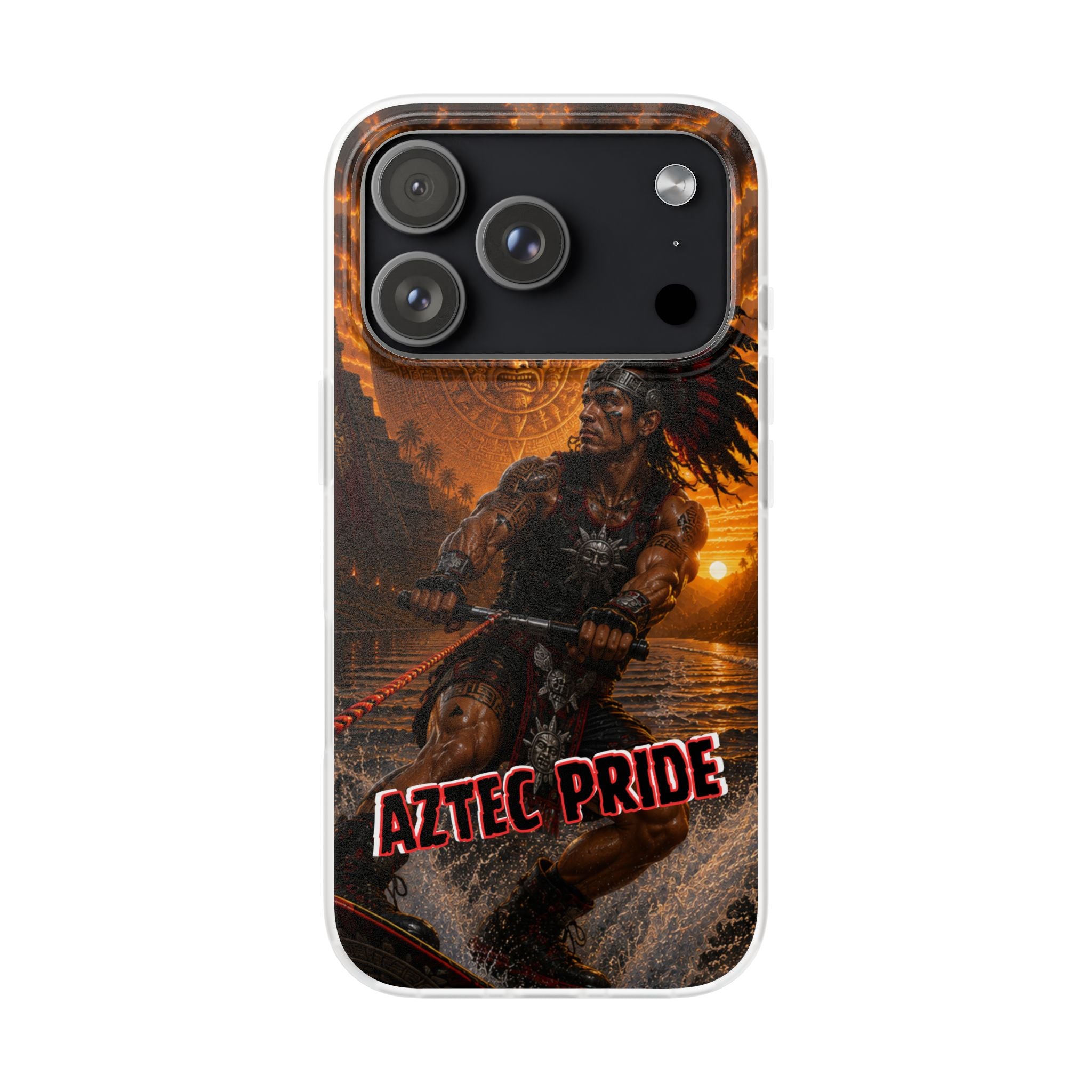 Aztec Wakeboard Male Warrior – Flexi Phone Case (iPhone & Samsung • Clear TPU • Made & Shipped in the USA • 🚚 FREE USA Shipping • Personalized Option)
