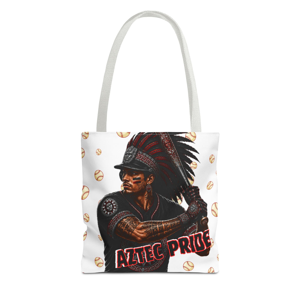 Aztec Baseball Warrior Tote Bag | Aztec-Inspired AI Art • Made & Shipped in the USA • 🚚 FREE USA Shipping • FREE Personalization