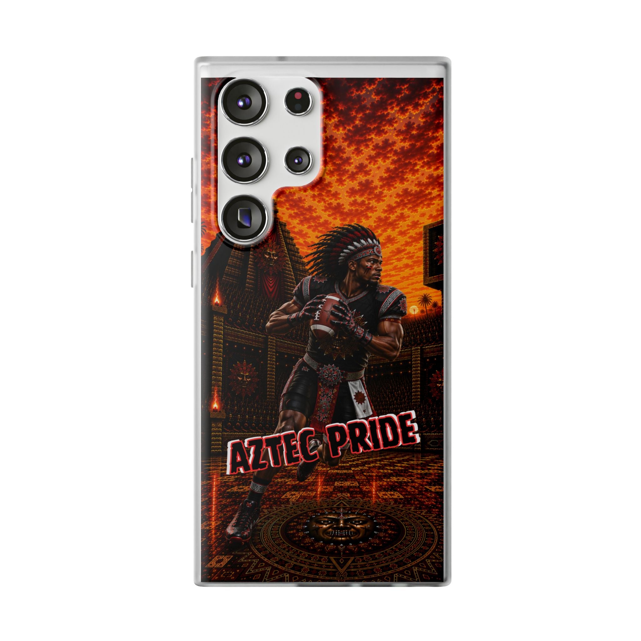 Aztec Football Warrior – Flexi Phone Case (iPhone & Samsung • Clear TPU • Made & Shipped in the USA • 🚚 FREE USA Shipping • Personalized Option)