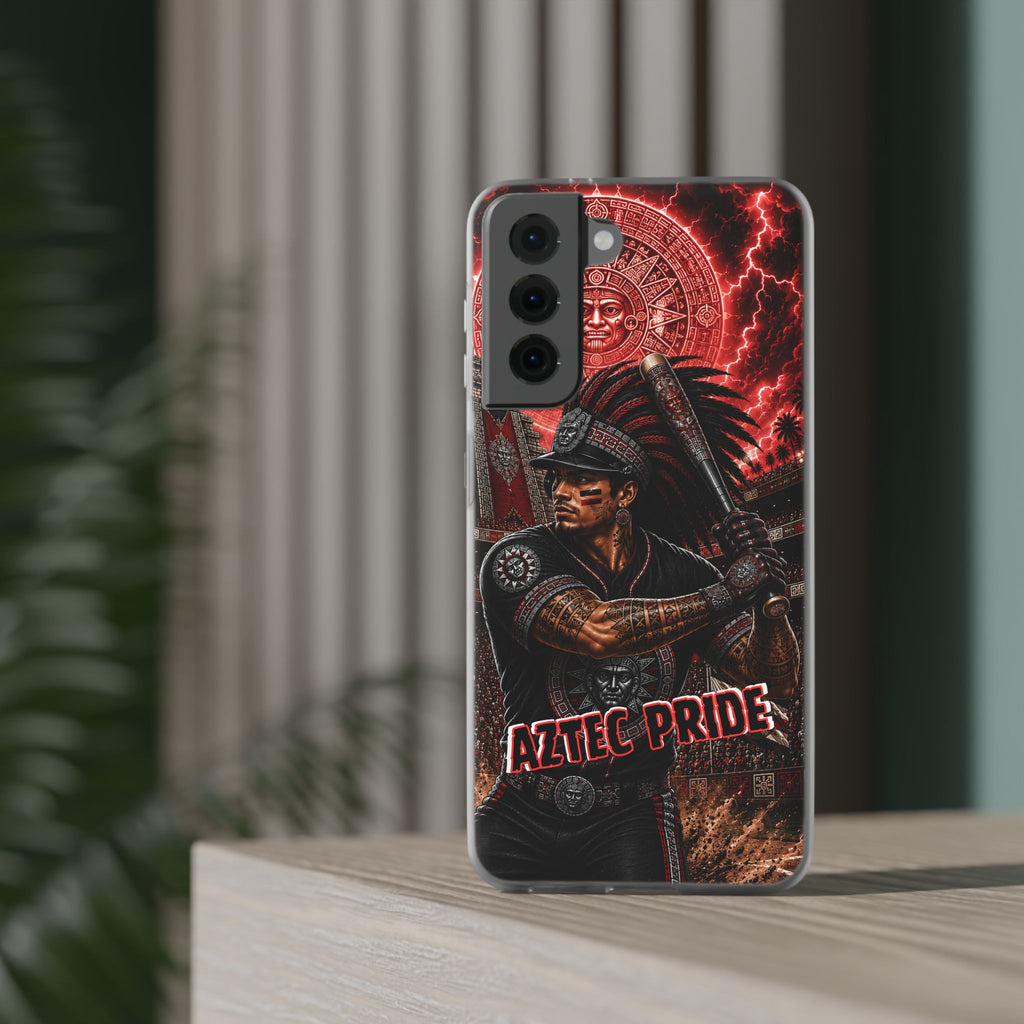 Aztec Baseball Warrior – Flexi Phone Case (iPhone & Samsung • Clear TPU • Made & Shipped in the USA • 🚚 FREE USA Shipping • Personalized Option)