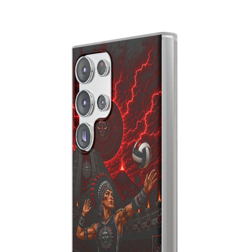 Aztec Volleyball Warrior – Flexi Phone Case (iPhone & Samsung • Clear TPU • Made & Shipped in the USA • 🚚 FREE USA Shipping • Personalized Option)