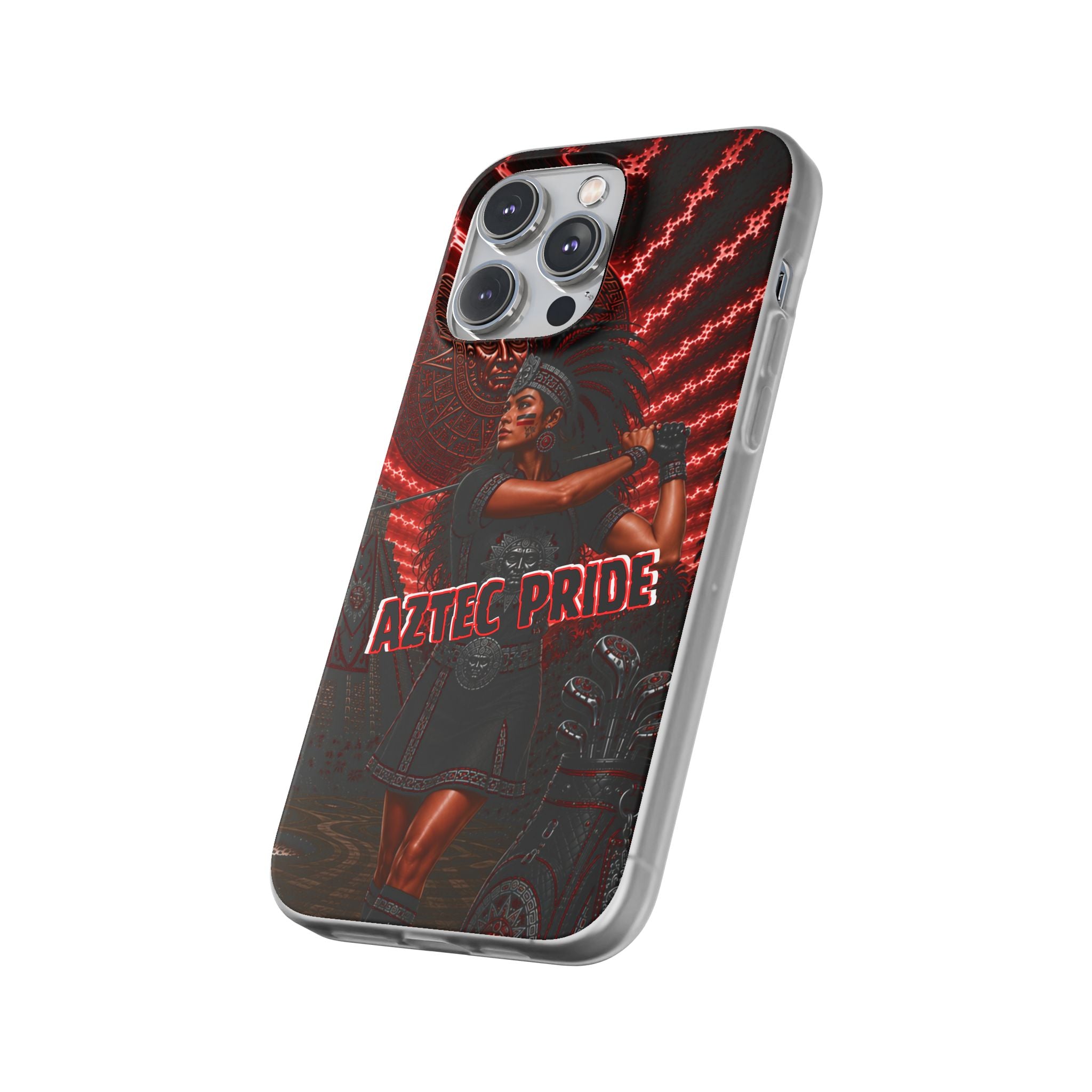 Aztec Golf Female Warrior – Flexi Phone Case (iPhone & Samsung • Clear TPU • Made & Shipped in the USA • 🚚 FREE USA Shipping • Personalized Option)