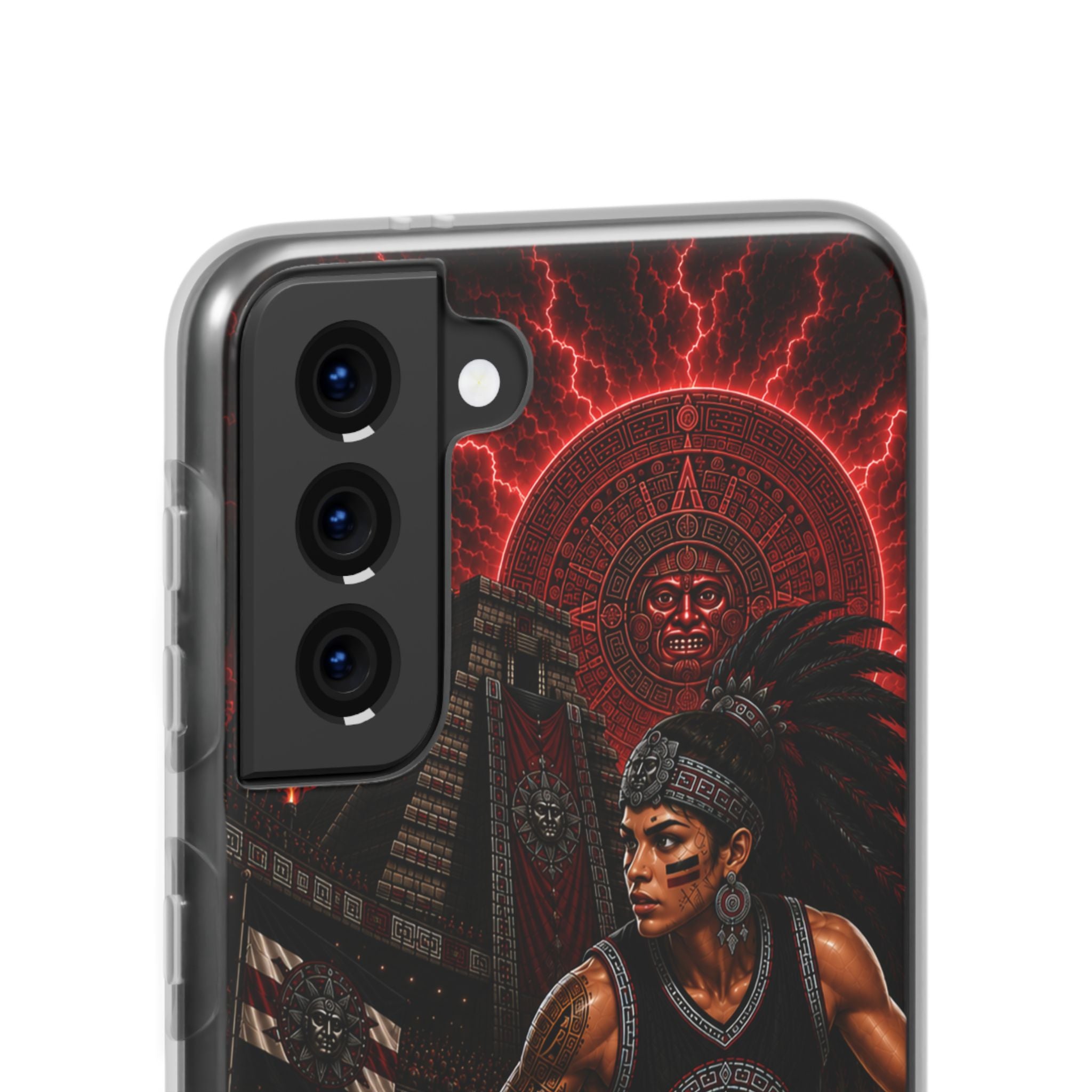 Aztec Basketball Female Warrior – Flexi Phone Case (iPhone & Samsung • Clear TPU • Made & Shipped in the USA • 🚚 FREE USA Shipping • Personalized Option)