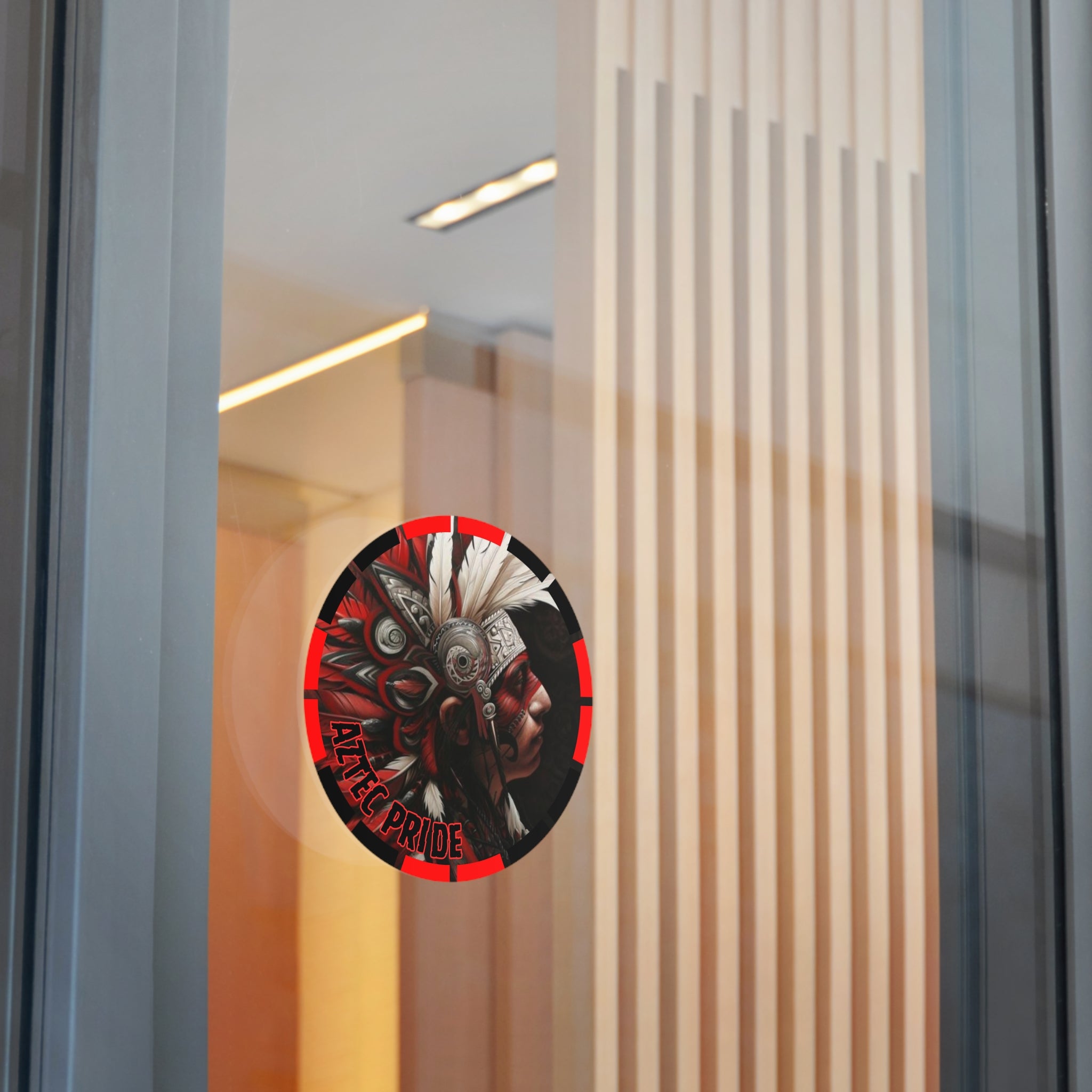 Aztec Warrior King Round Vinyl Sticker – Waterproof Matte Decal (2”–6”)