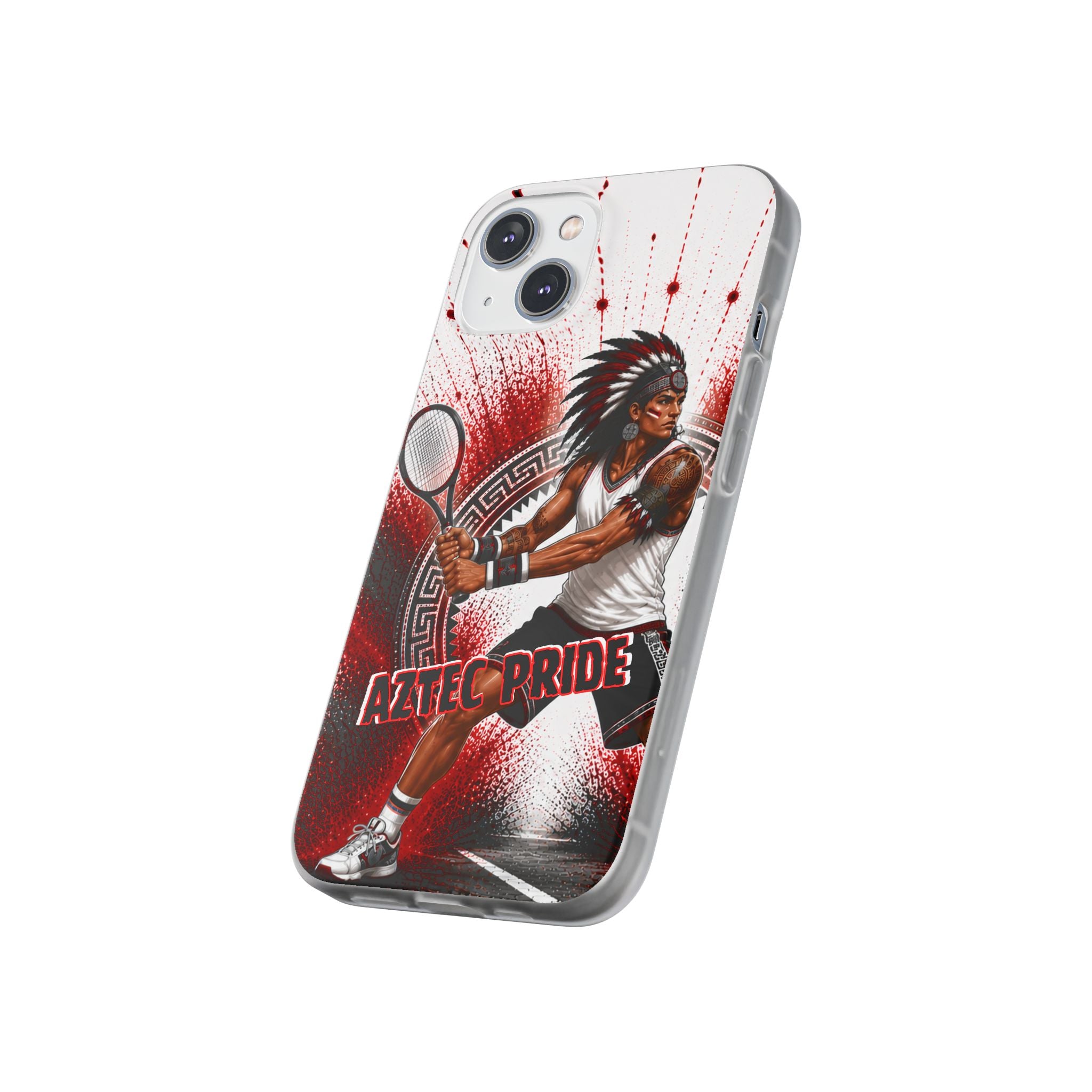 Aztec Tennis Male Warrior – Flexi Phone Case (iPhone & Samsung • Clear TPU • Made & Shipped in the USA • 🚚 FREE USA Shipping • Personalized Option)