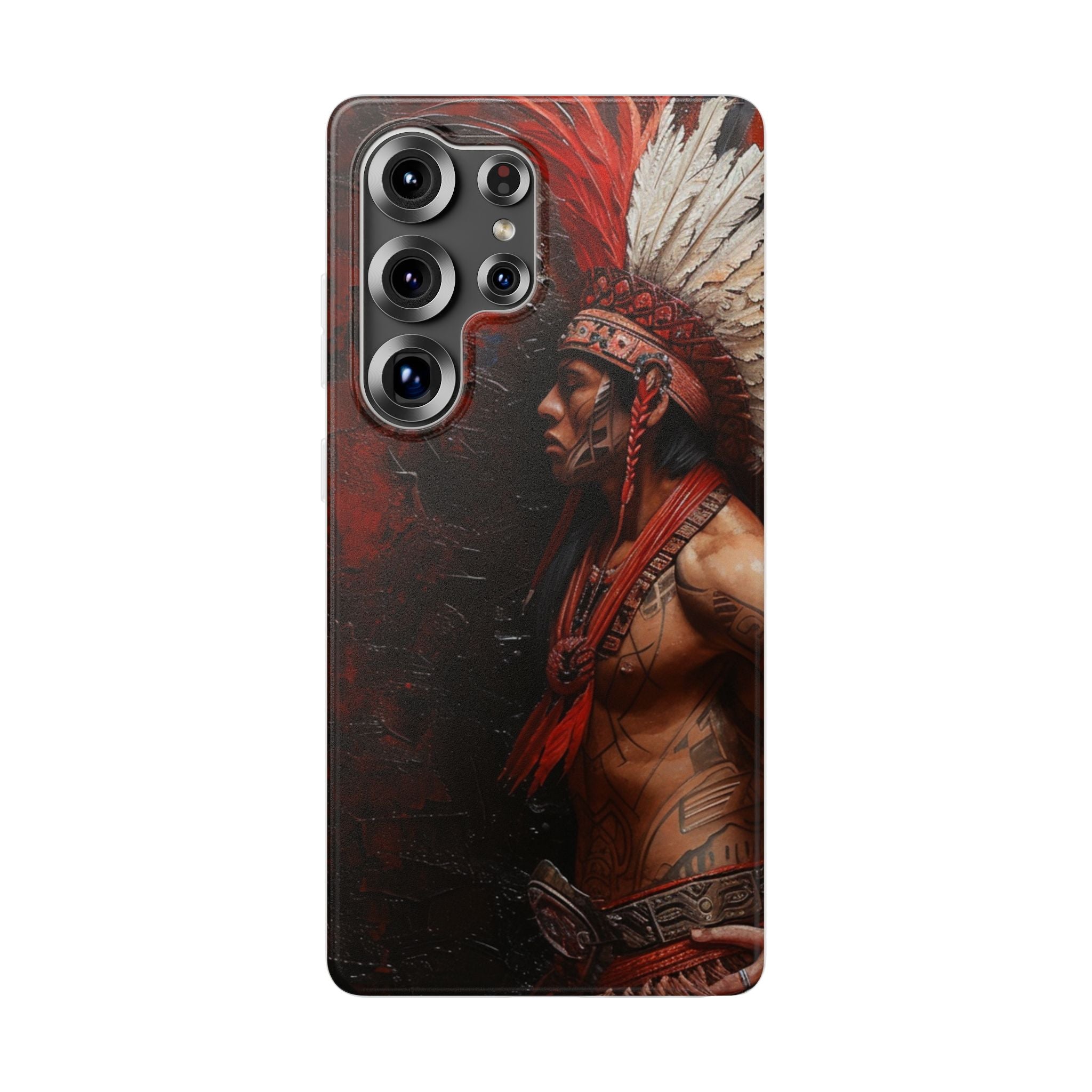 Aztec Noble Warrior – Flexi Phone Case (iPhone & Samsung • Clear TPU • Made in USA • Personalized Option)