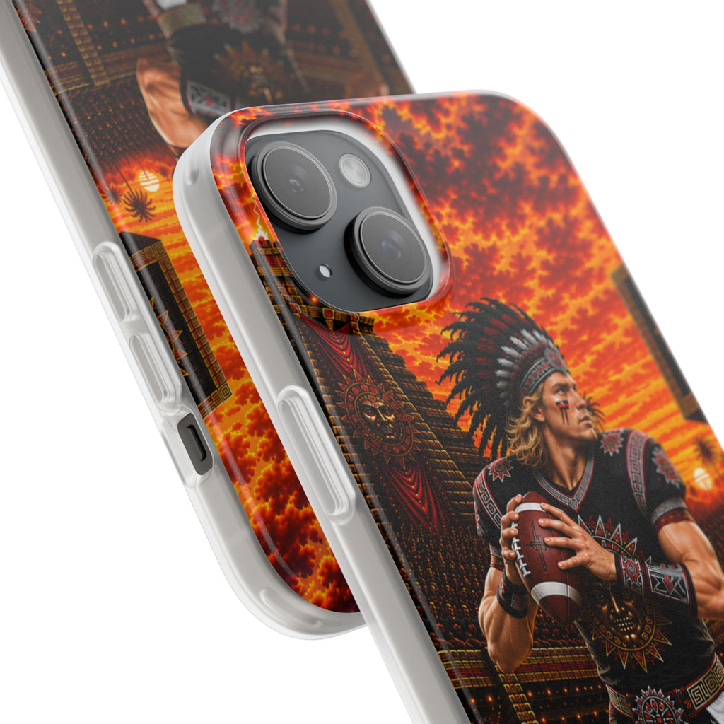 Aztec Football Warrior – Flexi Phone Case (iPhone & Samsung • Clear TPU • Made & Shipped in the USA • 🚚 FREE USA Shipping • Personalized Option)
