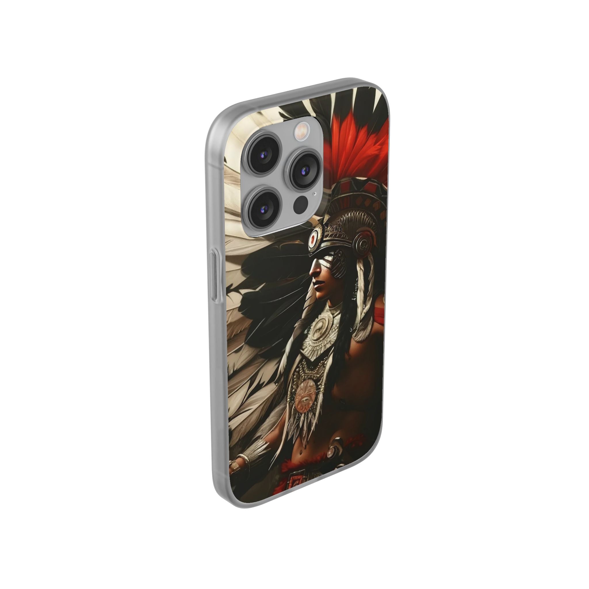 Aztec Fierce Warrior – Flexi Phone Case (iPhone & Samsung • Clear TPU • Made in USA • Personalized Option)