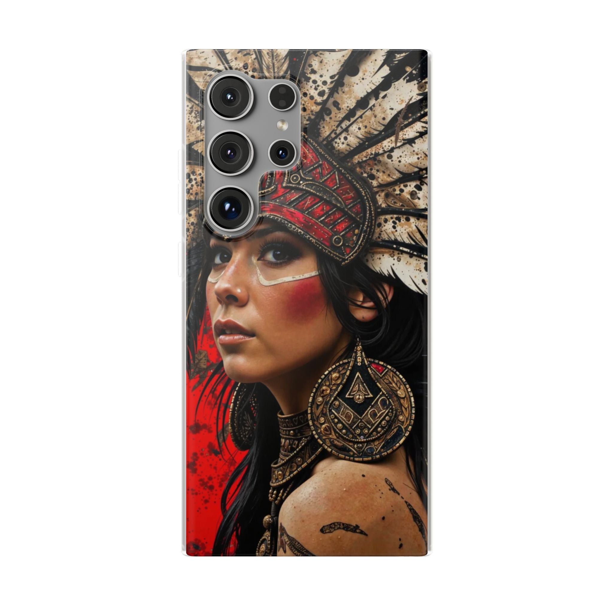 Aztec Moon Goddess – Flexi Phone Case (iPhone & Samsung • Clear TPU • Made in USA • Personalized Option)