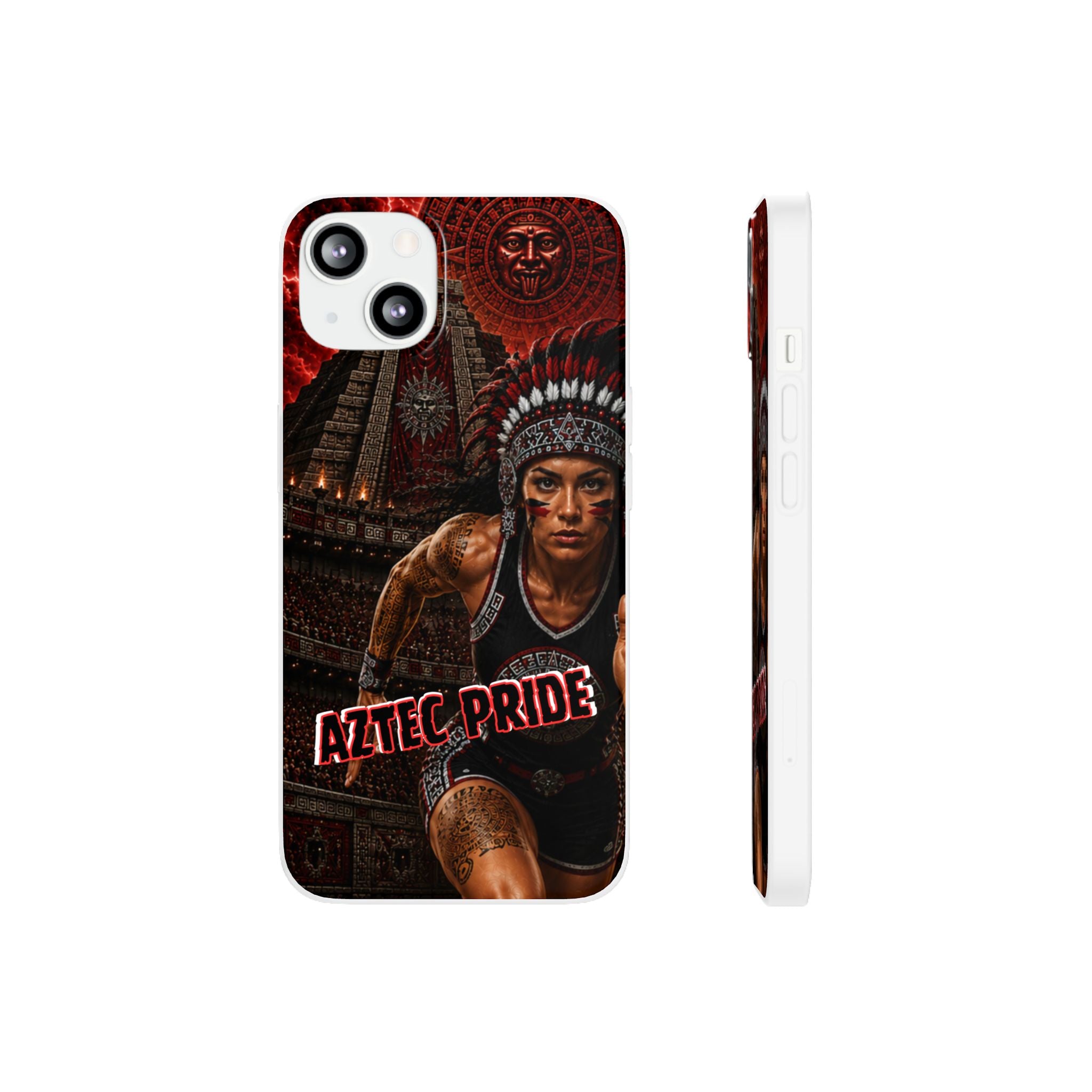Aztec Track & Field Female Warrior – Flexi Phone Case (iPhone & Samsung • Clear TPU • Made & Shipped in the USA • 🚚 FREE USA Shipping • Personalized Option)