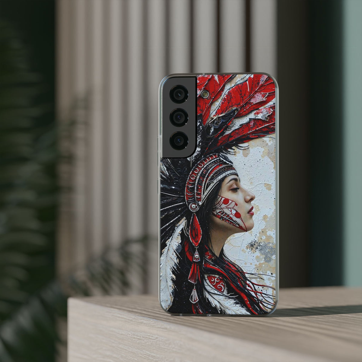 Aztec Silent Goddess – Flexi Phone Case (iPhone & Samsung • Clear TPU • Made in USA • Personalized Option)