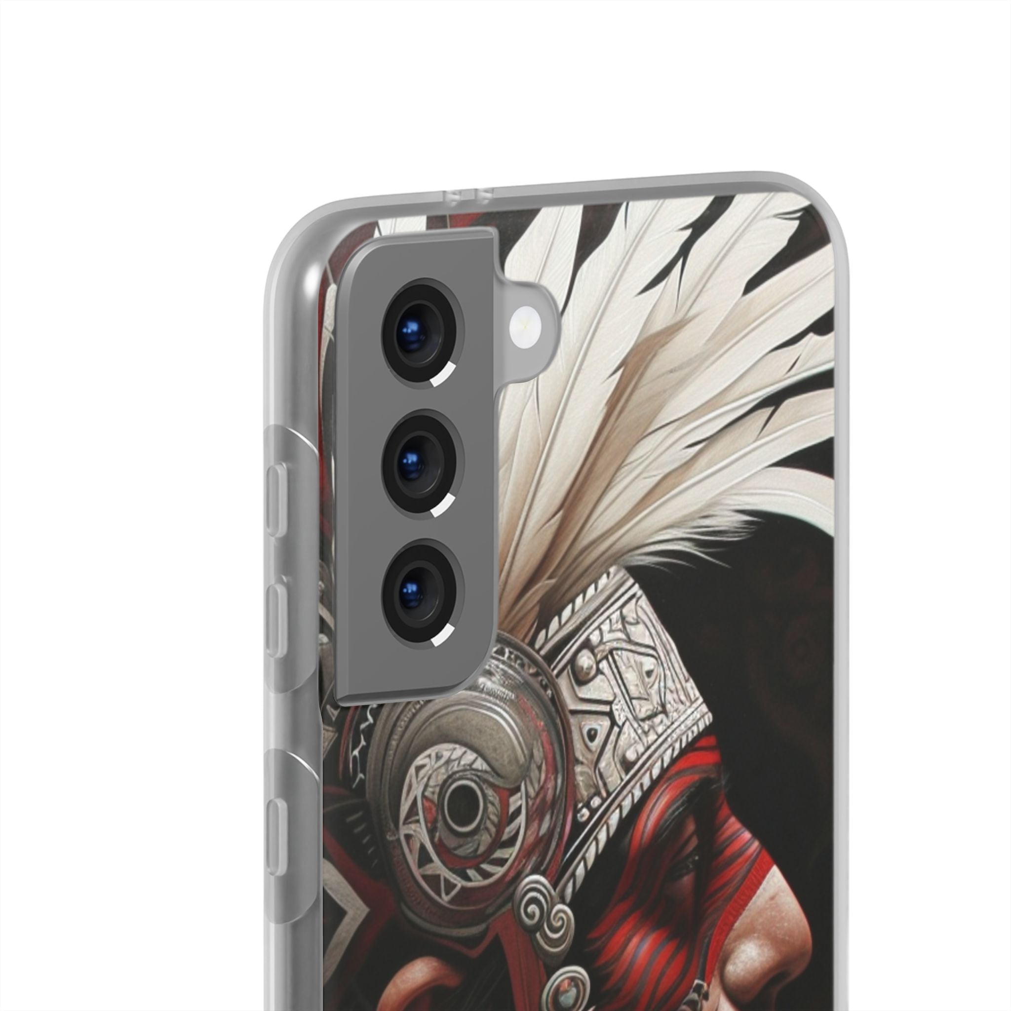 Aztec Warrior King – Flexi Phone Case (iPhone & Samsung • Clear TPU • Made in USA • Personalized Option)
