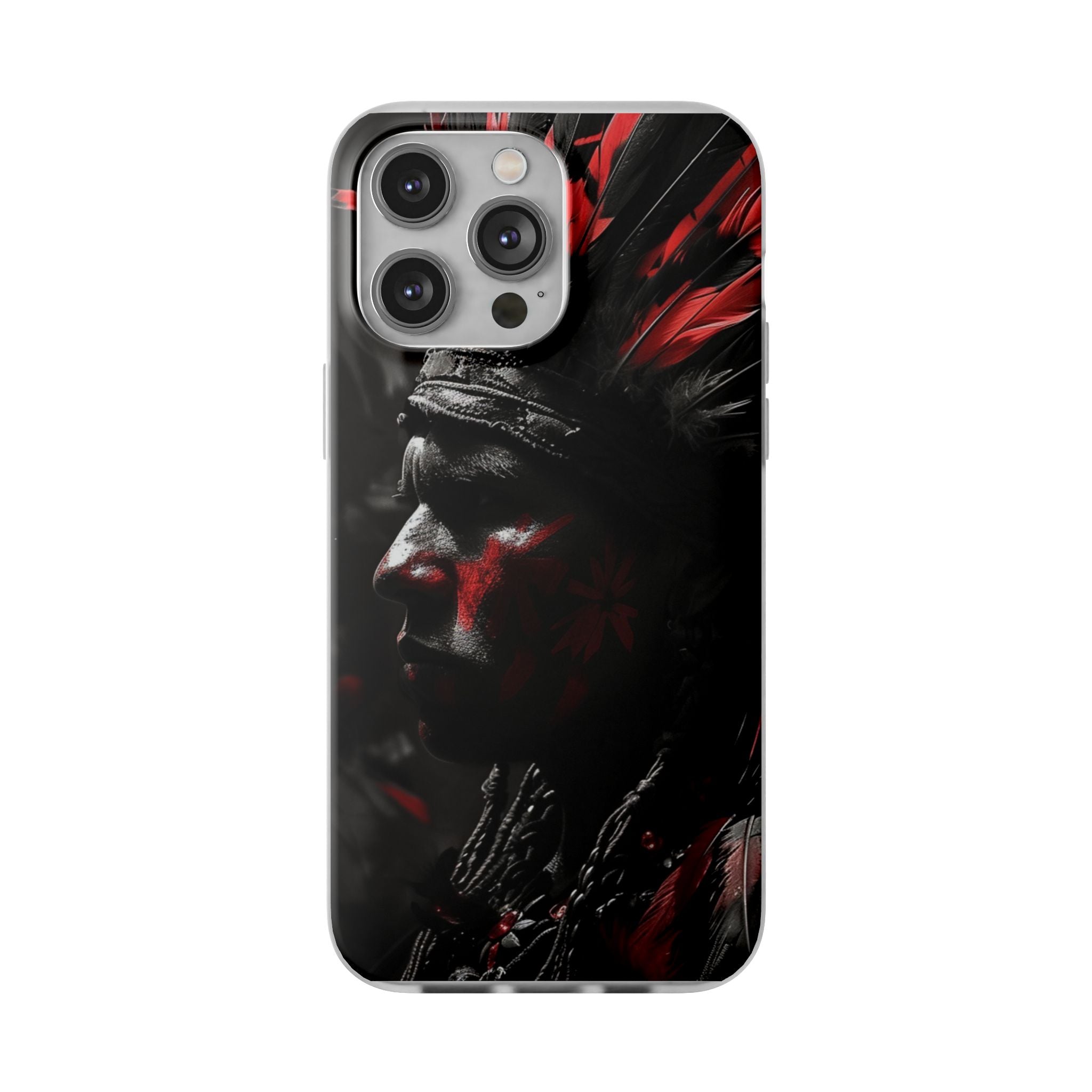 Aztec Jaguar Warrior – Flexi Phone Case (iPhone & Samsung • Clear TPU • Made in USA • Personalized Option)
