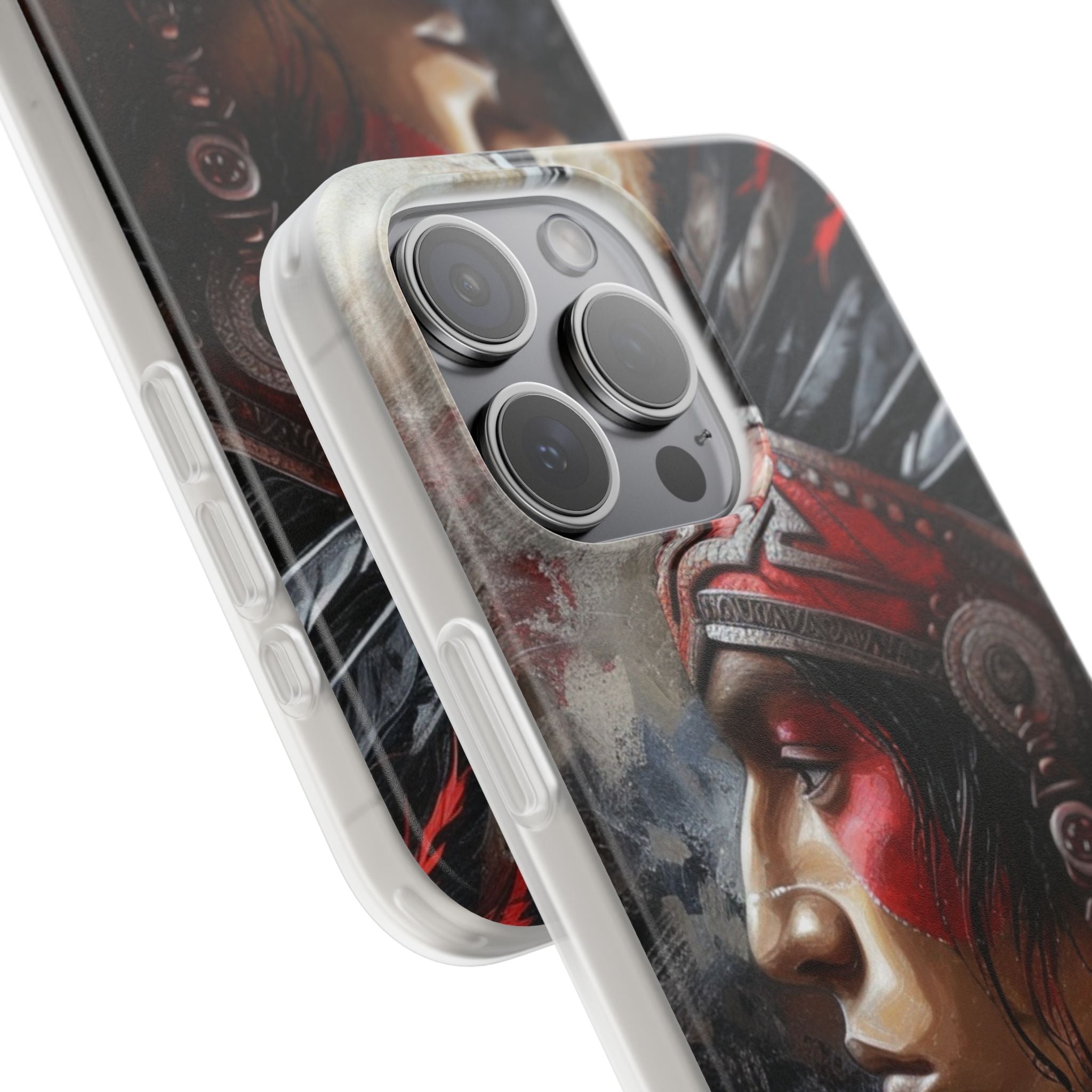 Aztec Silent Warrior – Flexi Phone Case (iPhone & Samsung • Clear TPU • Made in USA • Personalized Option)
