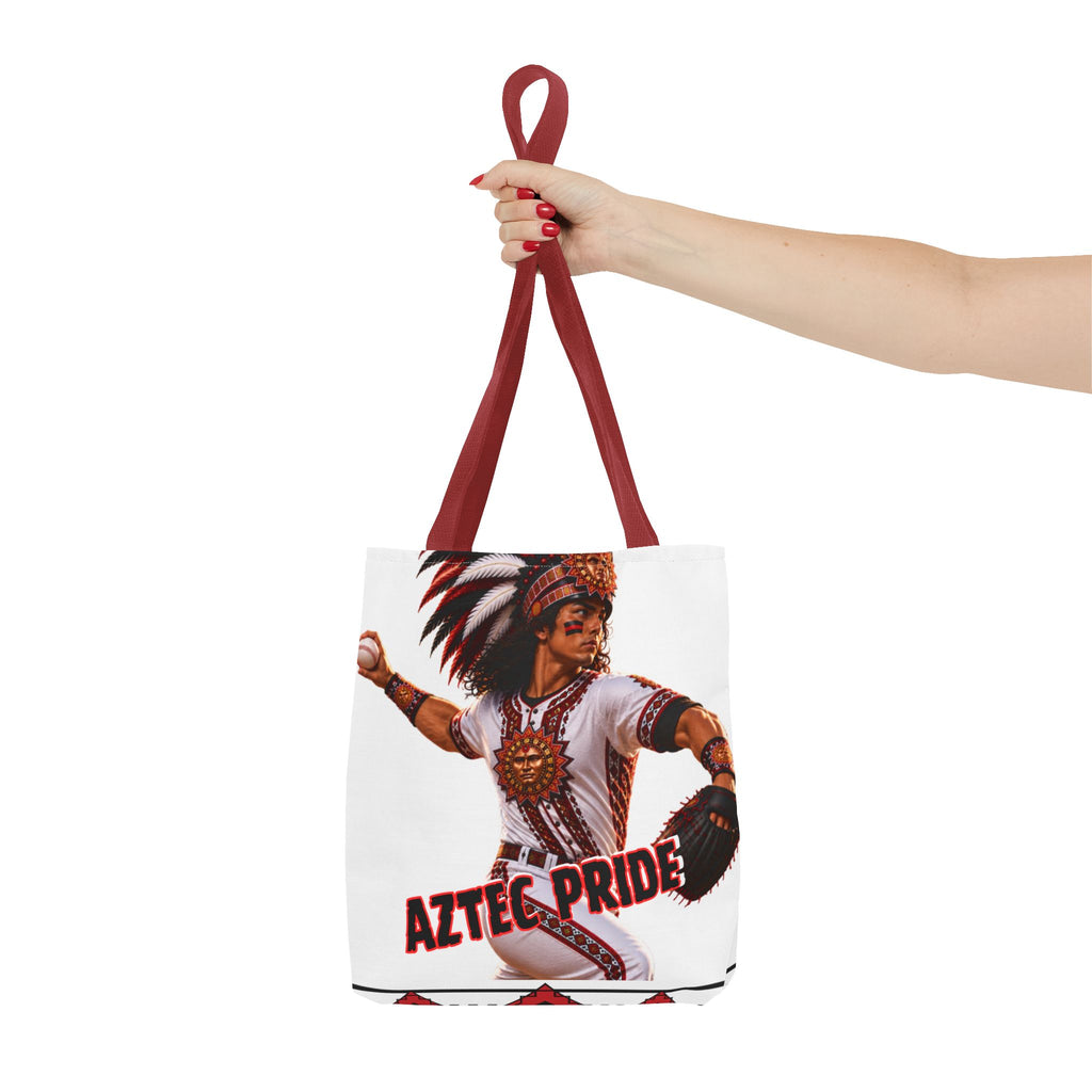 Aztec Baseball Warrior Tote Bag | Aztec-Inspired AI Art • Made & Shipped in the USA • 🚚 FREE USA Shipping • FREE Personalization