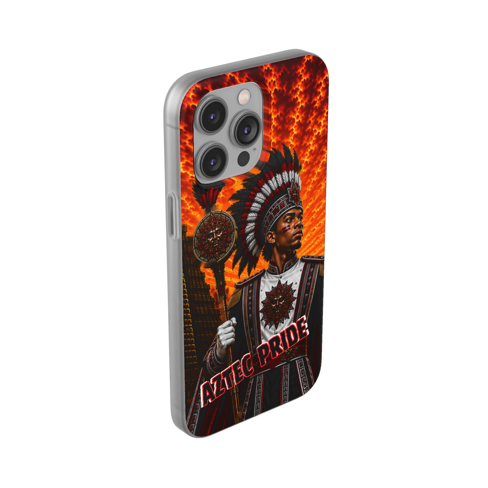 Aztec Drum Major Warrior – Flexi Phone Case (iPhone & Samsung • Clear TPU • Made & Shipped in the USA • 🚚 FREE USA Shipping • Personalized Option)