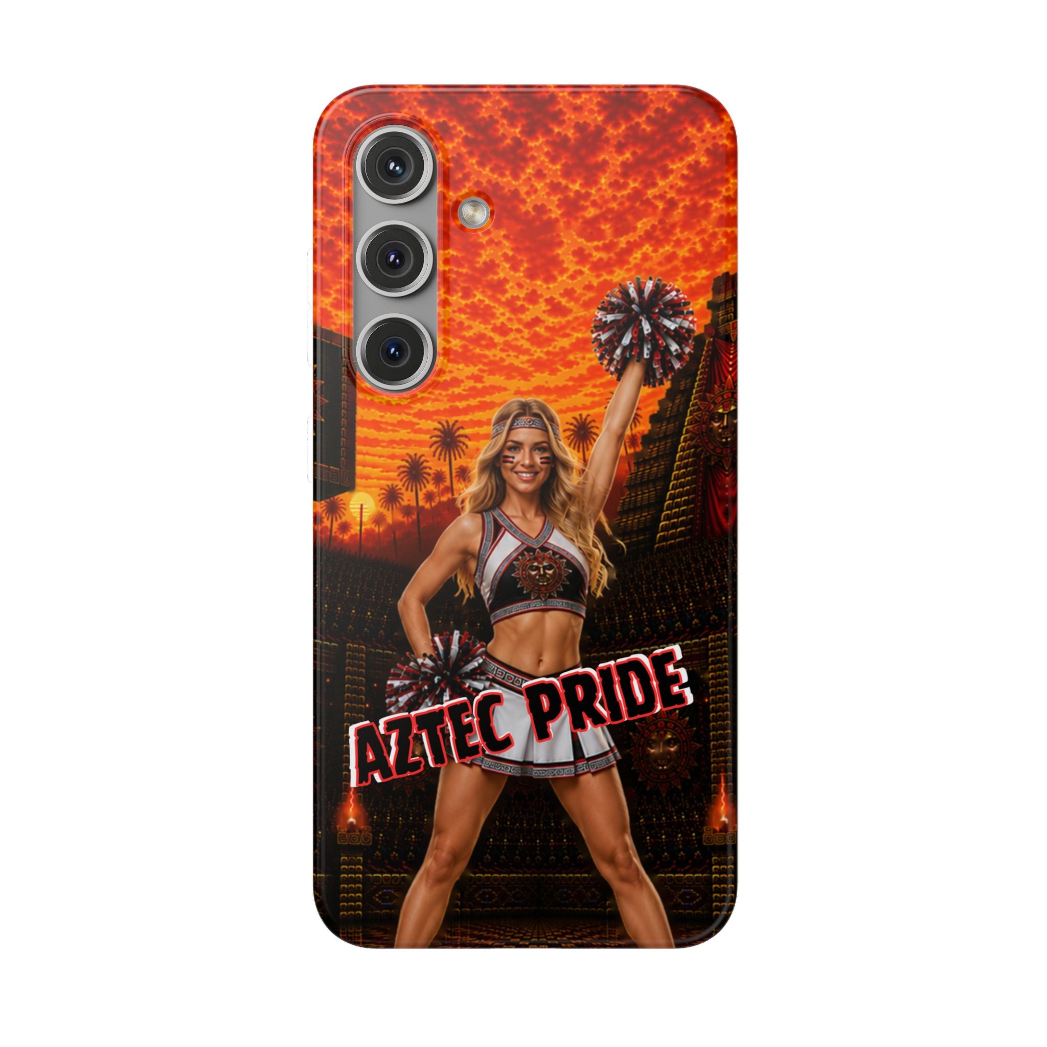 Aztec Cheerleader Warrior – Flexi Phone Case (iPhone & Samsung • Clear TPU • Made & Shipped in the USA • 🚚 FREE USA Shipping • Personalized Option)
