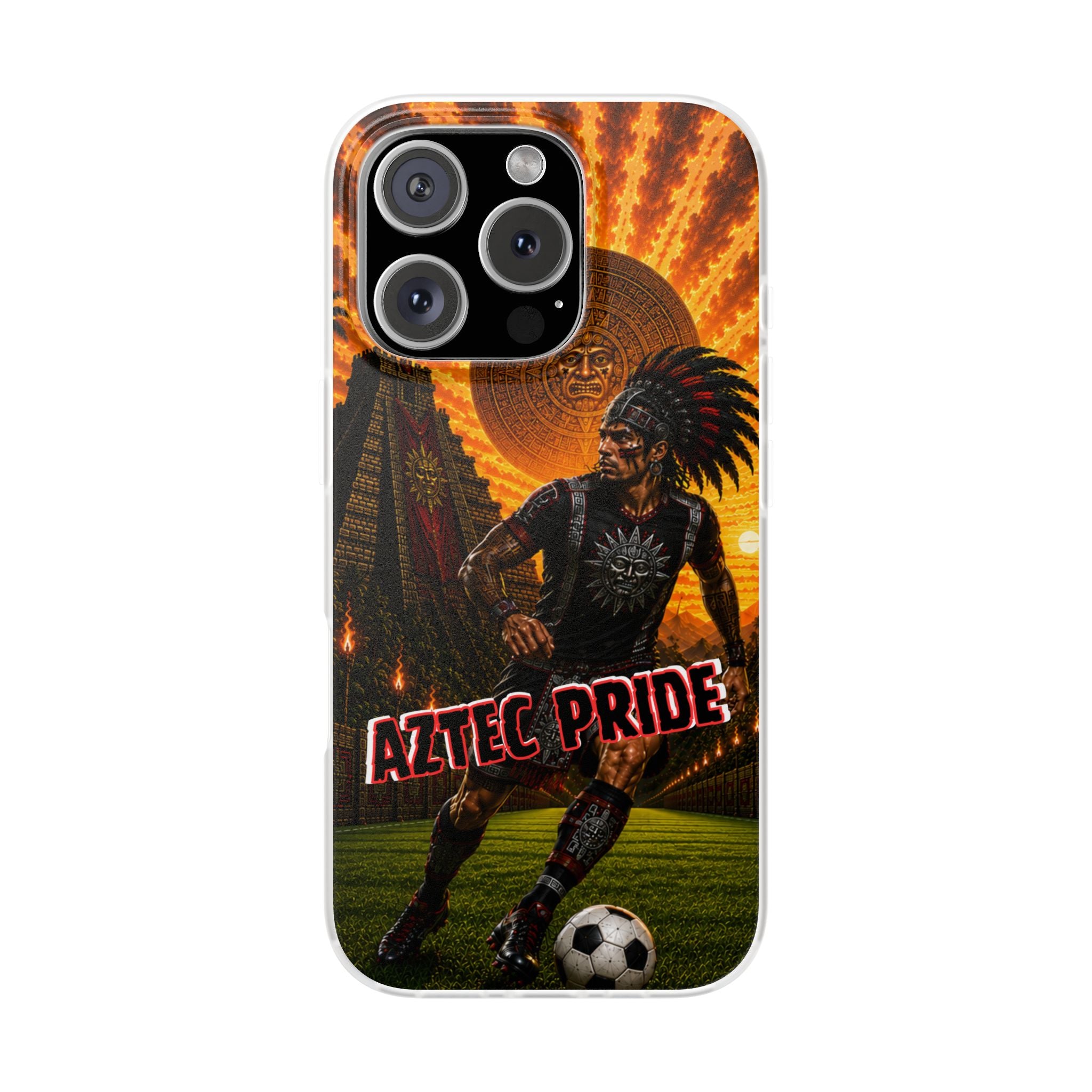 Aztec Soccer Male Warrior – Flexi Phone Case (iPhone & Samsung • Clear TPU • Made & Shipped in the USA • 🚚 FREE USA Shipping • Personalized Option)