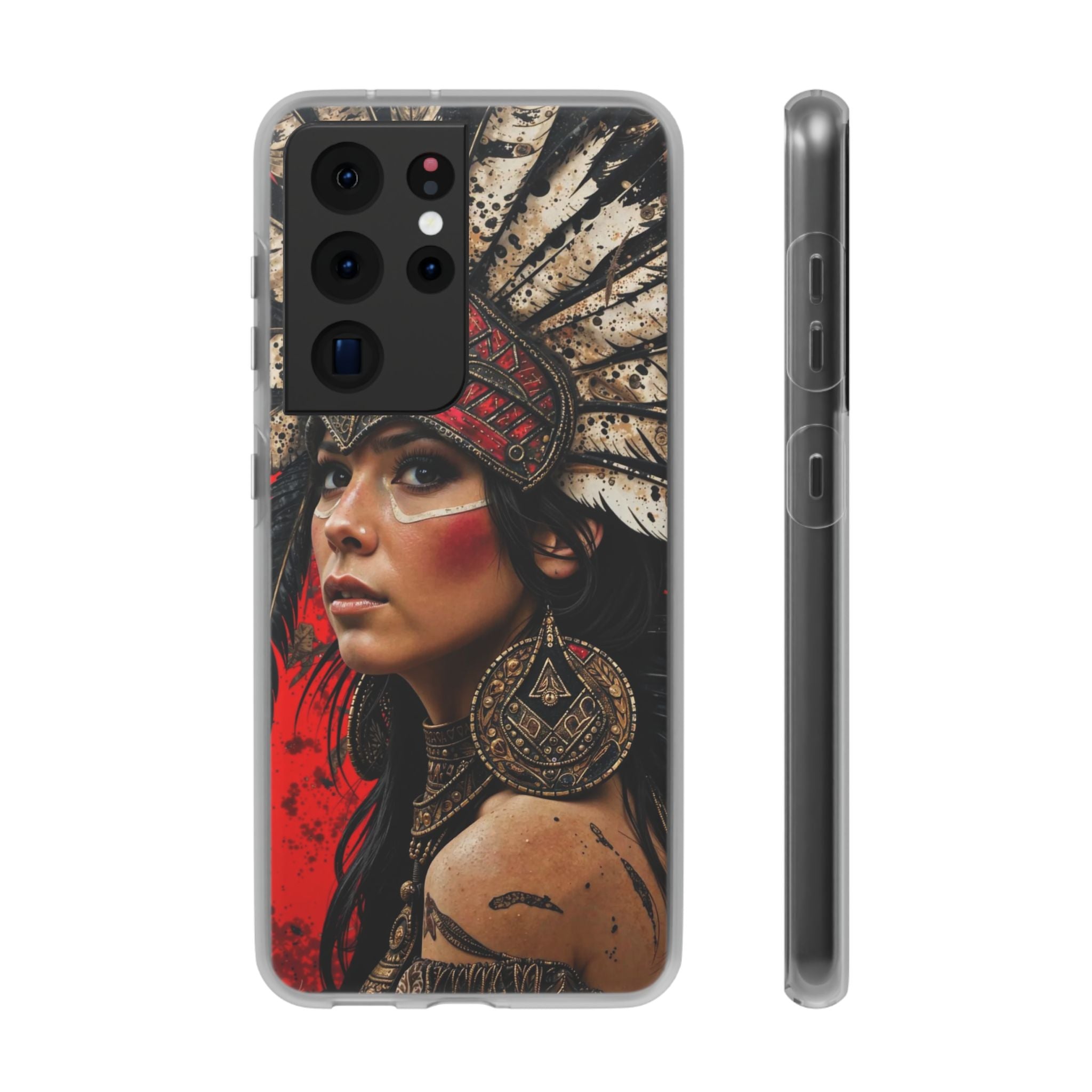 Aztec Moon Goddess – Flexi Phone Case (iPhone & Samsung • Clear TPU • Made in USA • Personalized Option)