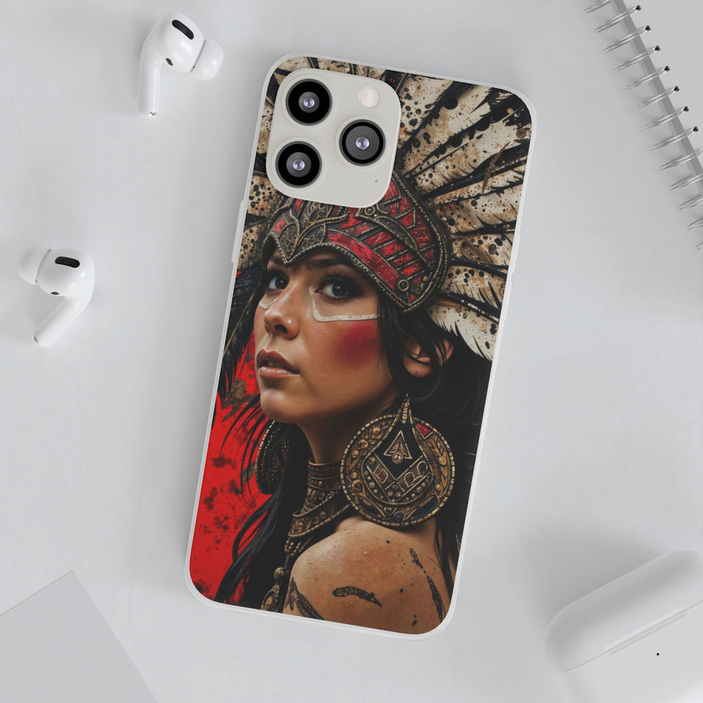 Aztec Moon Goddess – Flexi Phone Case (iPhone & Samsung • Clear TPU • Made in USA • Personalized Option)