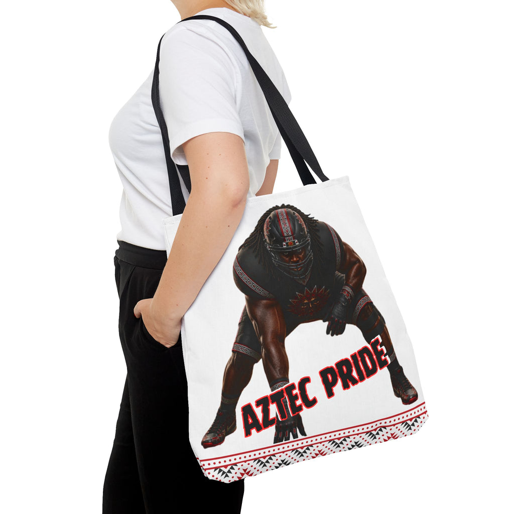 Aztec Football O-Line Warrior Tote Bag | Aztec-Inspired AI Art • Made & Shipped in the USA • 🚚 FREE USA Shipping • FREE Personalization