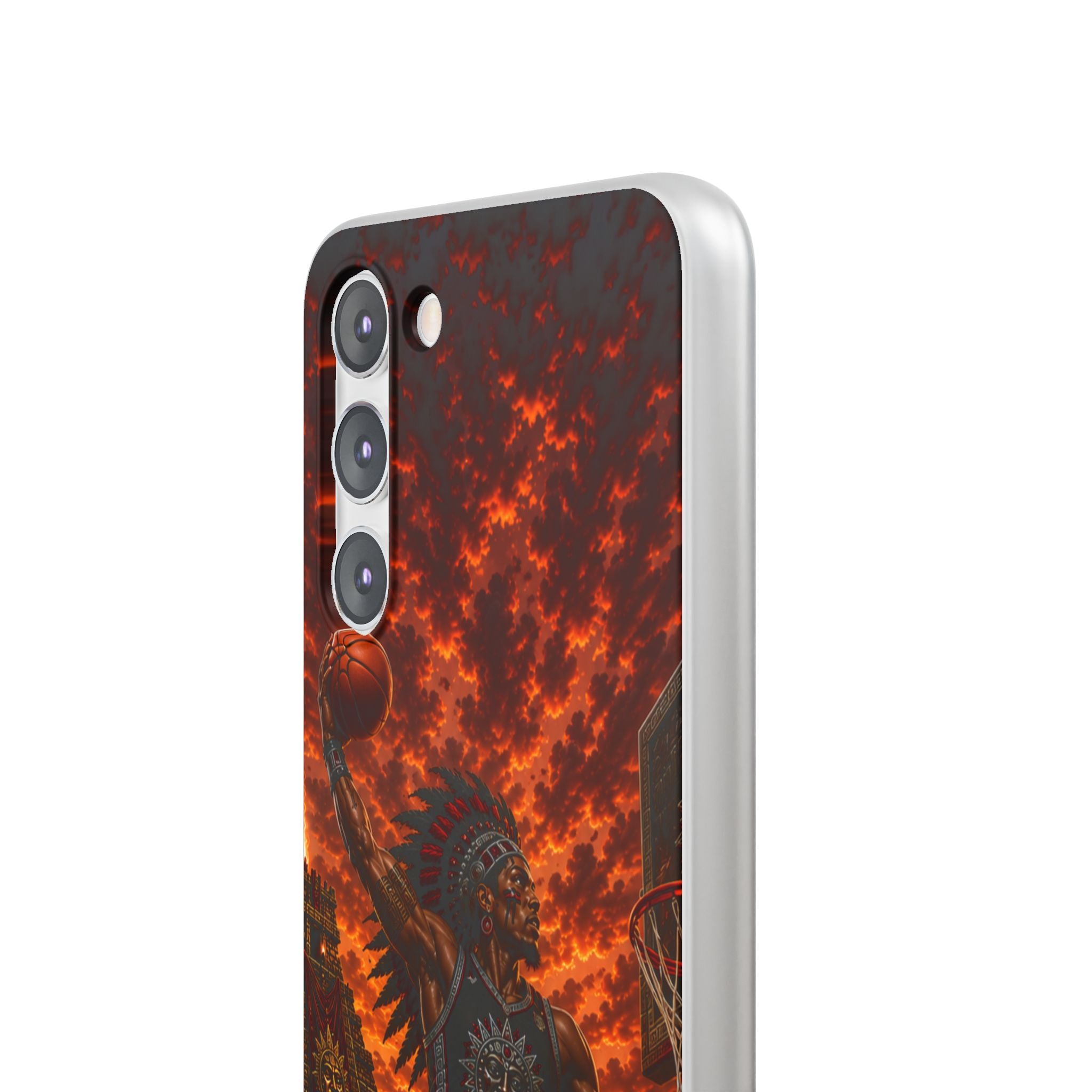 Aztec Basketball Male Warrior – Flexi Phone Case (iPhone & Samsung • Clear TPU • Made & Shipped in the USA • 🚚 FREE USA Shipping • Personalized Option)