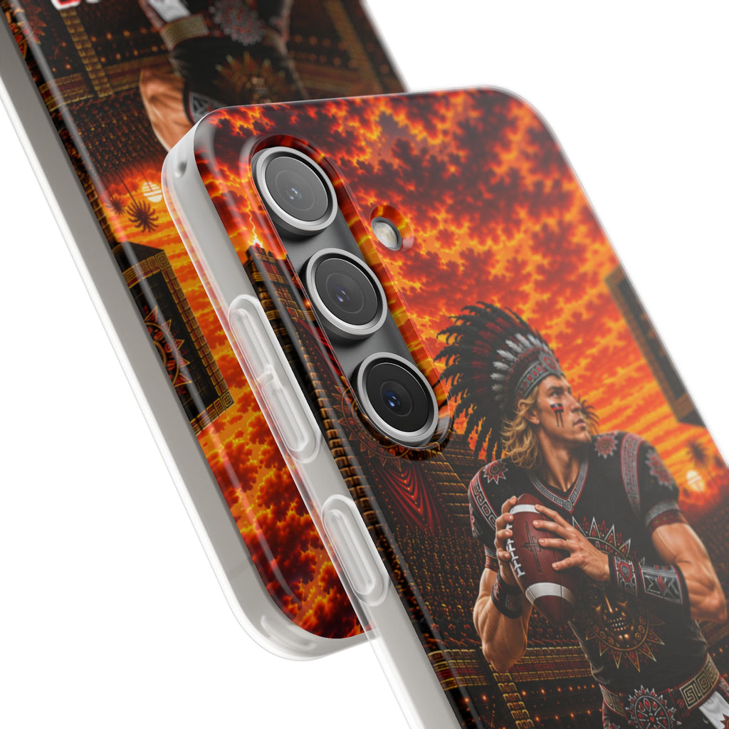 Aztec Football Warrior – Flexi Phone Case (iPhone & Samsung • Clear TPU • Made & Shipped in the USA • 🚚 FREE USA Shipping • Personalized Option)
