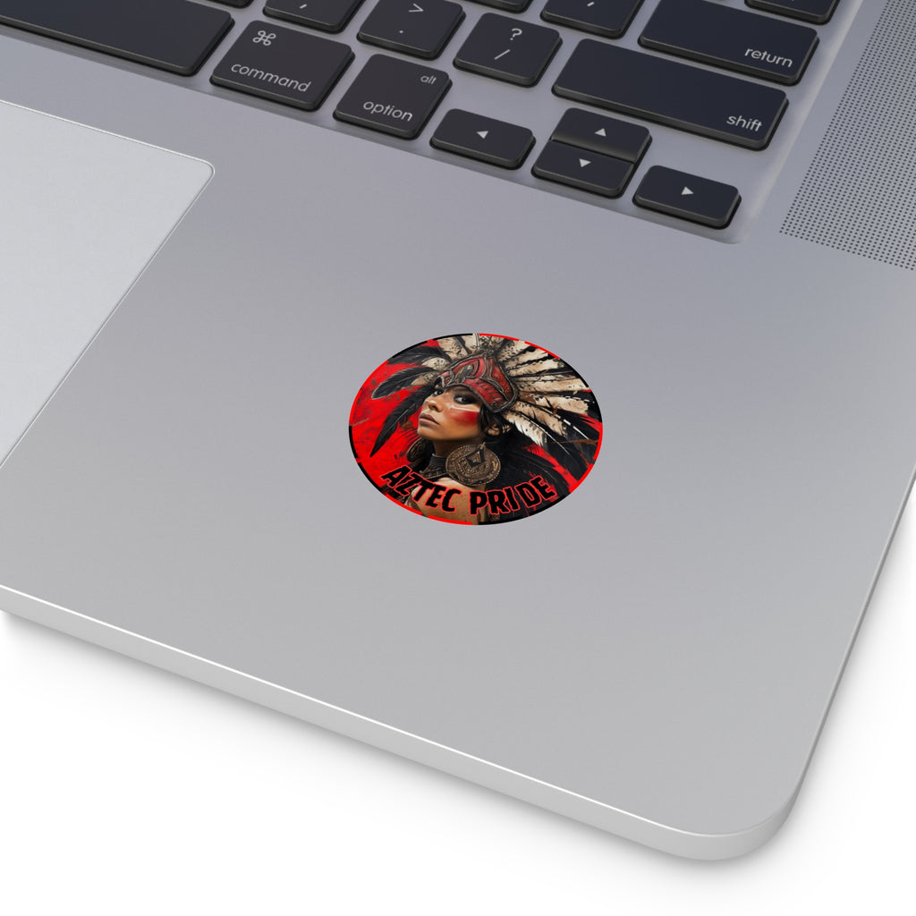 Aztec Moon Goddess Round Vinyl Sticker – Waterproof Matte Decal (2”–6”)