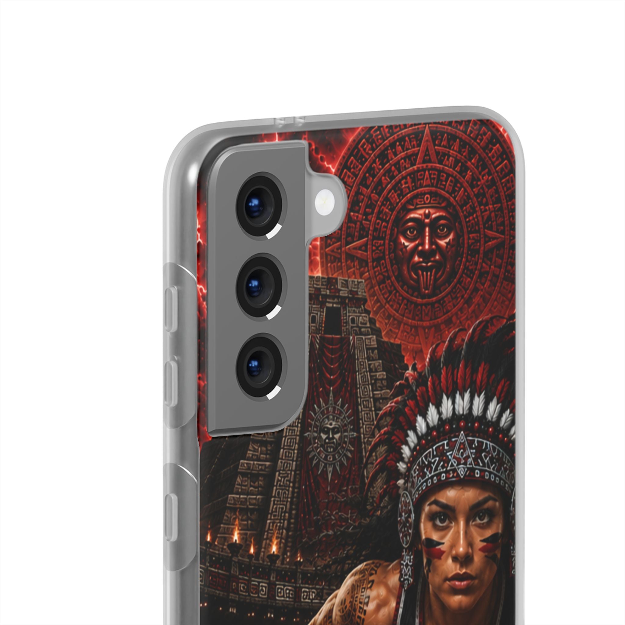 Aztec Track & Field Female Warrior – Flexi Phone Case (iPhone & Samsung • Clear TPU • Made & Shipped in the USA • 🚚 FREE USA Shipping • Personalized Option)