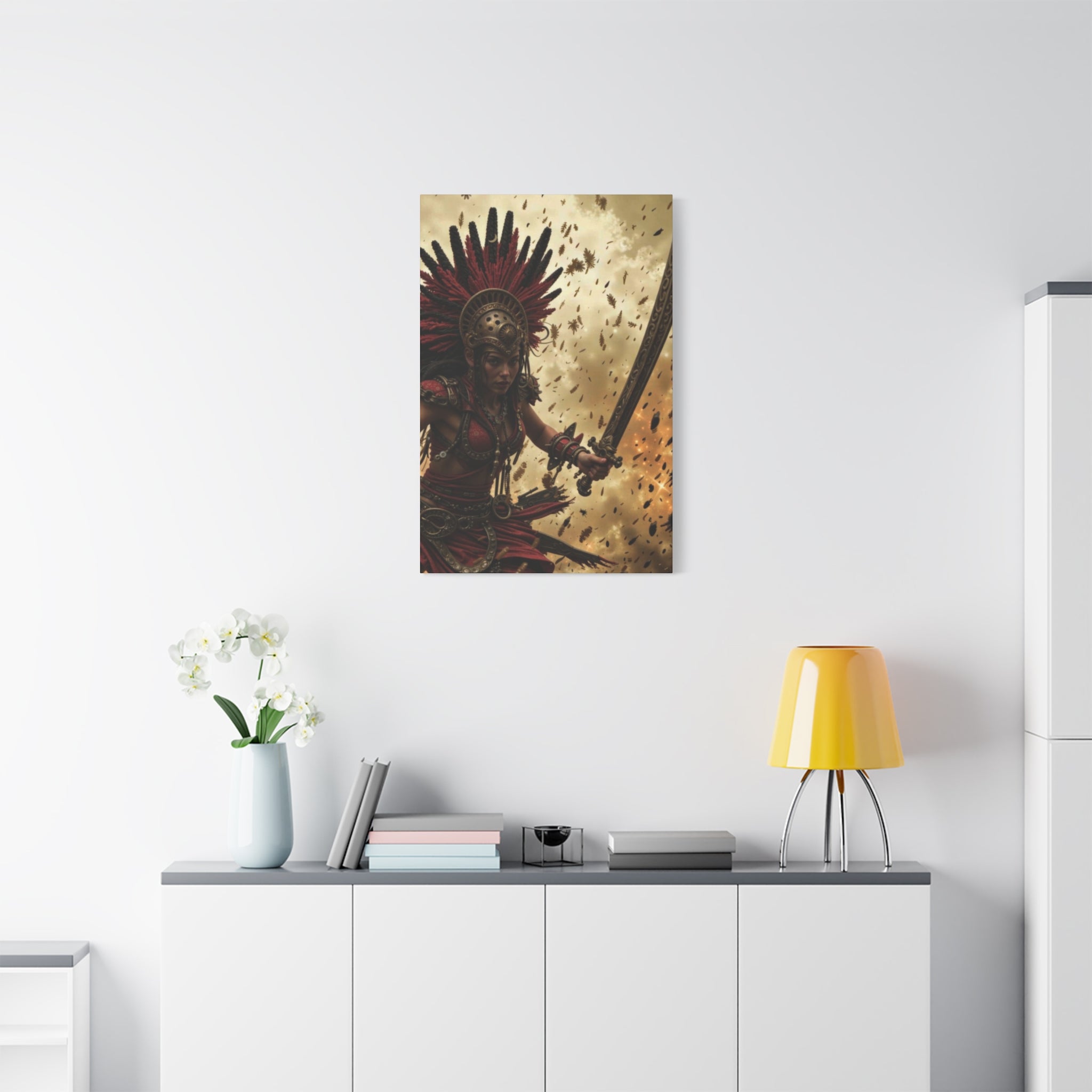 Aztec Bloodwar Queen – Bold Aztec Wall Art Canvas