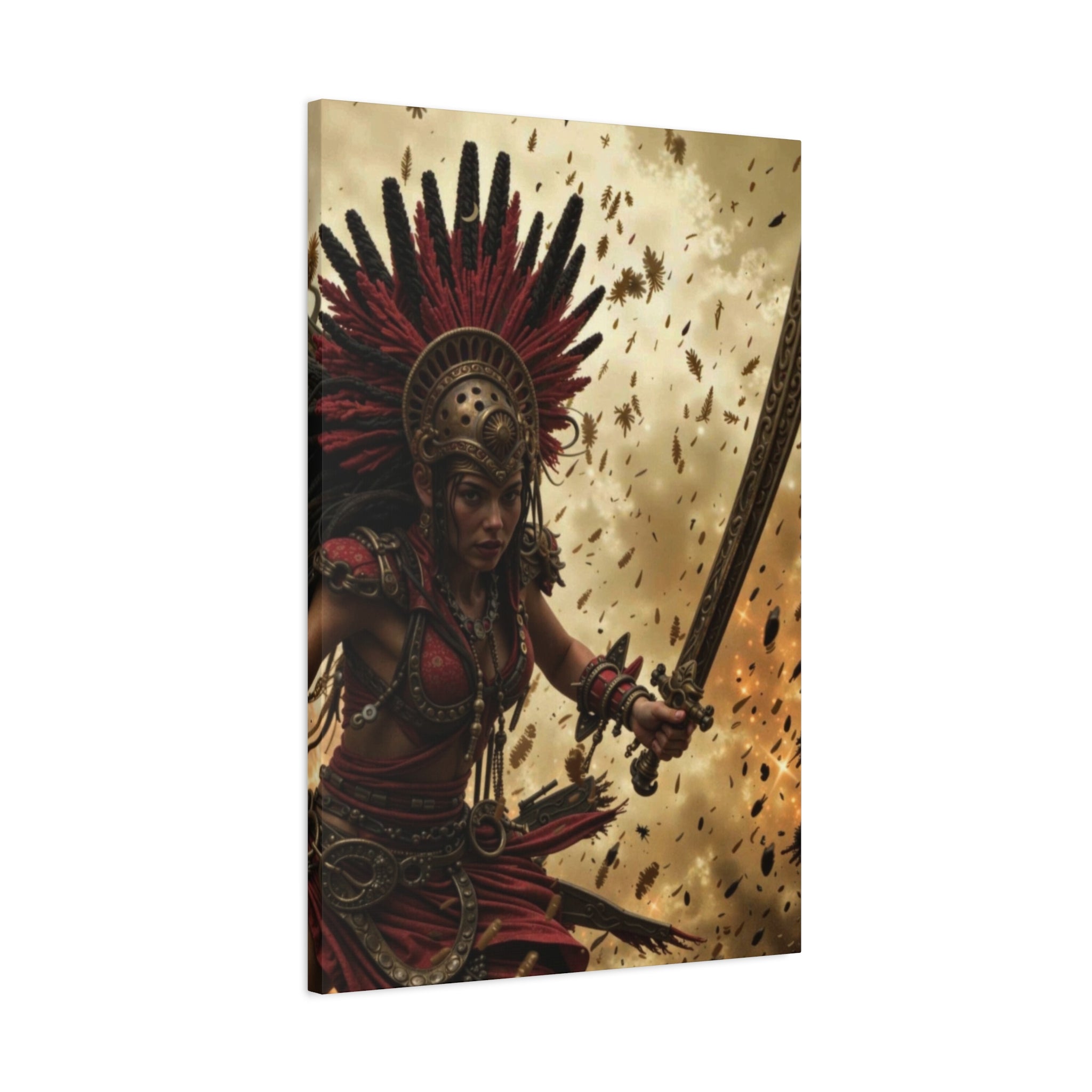 Aztec Bloodwar Queen – Bold Aztec Wall Art Canvas