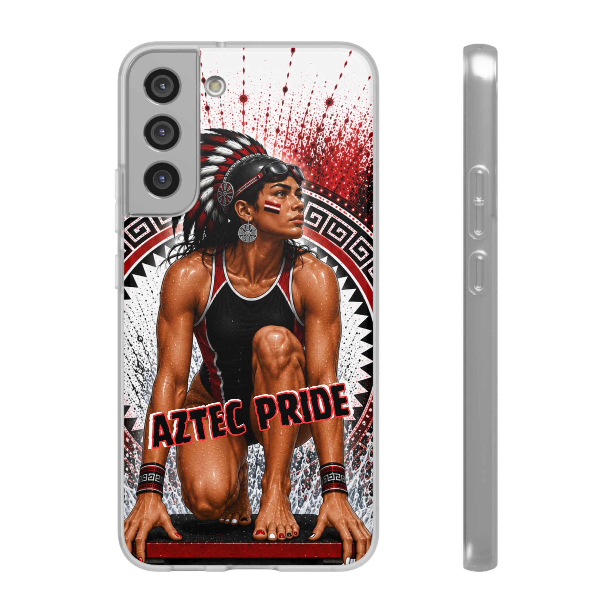 Aztec Swim & Dive Warrior – Flexi Phone Case (iPhone & Samsung • Clear TPU • Made & Shipped in the USA • 🚚 FREE USA Shipping • Personalized Option)