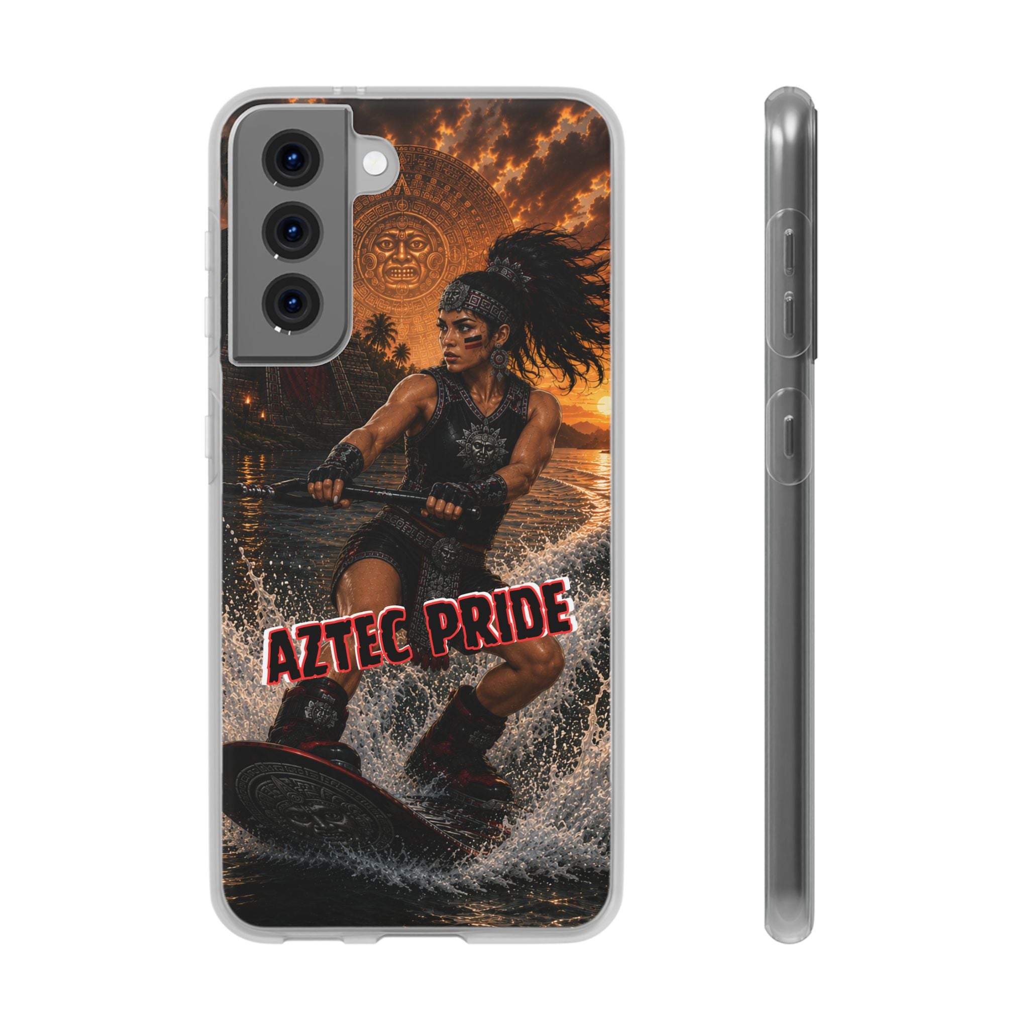 Aztec Wakeboard Female Warrior – Flexi Phone Case (iPhone & Samsung • Clear TPU • Made & Shipped in the USA • 🚚 FREE USA Shipping • Personalized Option)