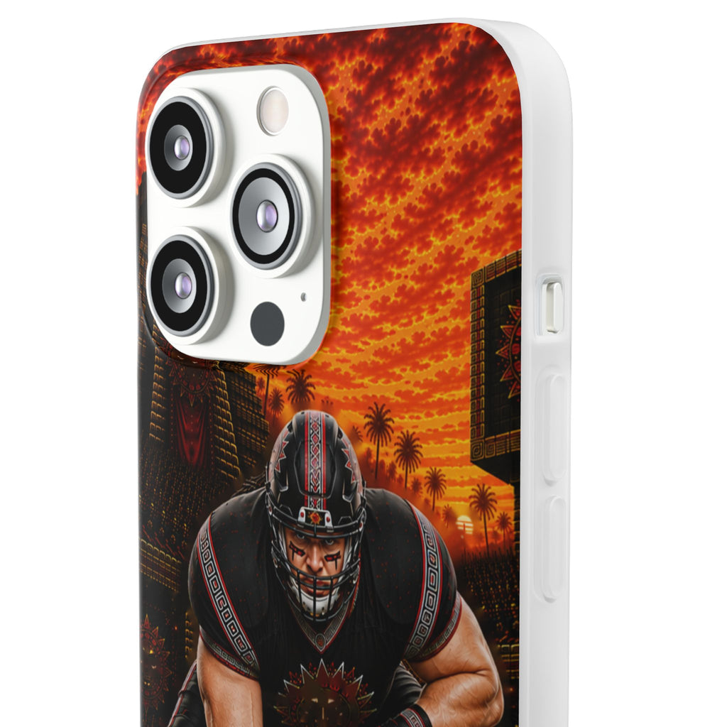 Aztec Football Warrior – Flexi Phone Case (iPhone & Samsung • Clear TPU • Made & Shipped in the USA • 🚚 FREE USA Shipping • Personalized Option)