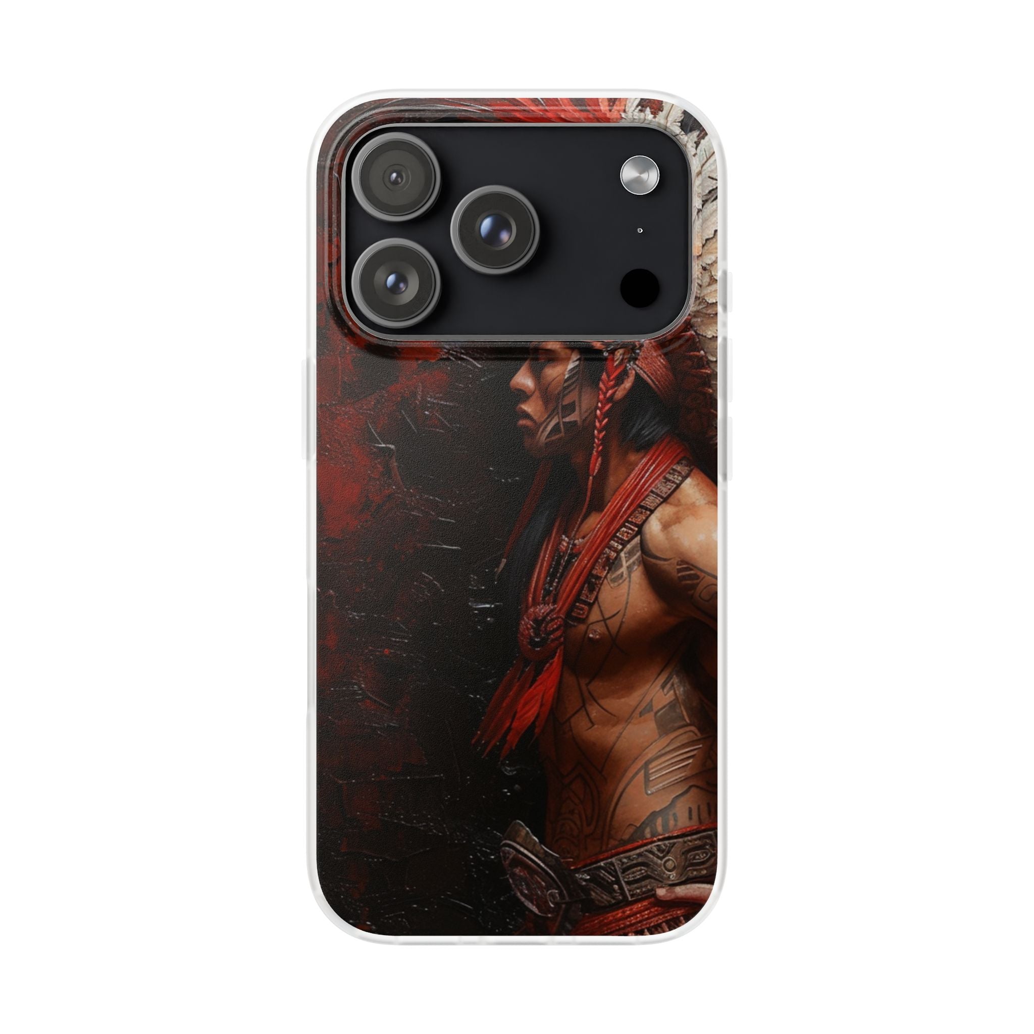 Aztec Noble Warrior – Flexi Phone Case (iPhone & Samsung • Clear TPU • Made in USA • Personalized Option)