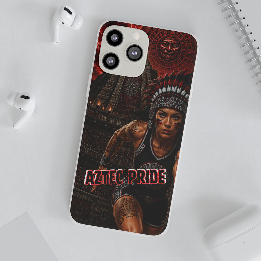 Aztec Track & Field Female Warrior – Flexi Phone Case (iPhone & Samsung • Clear TPU • Made & Shipped in the USA • 🚚 FREE USA Shipping • Personalized Option)