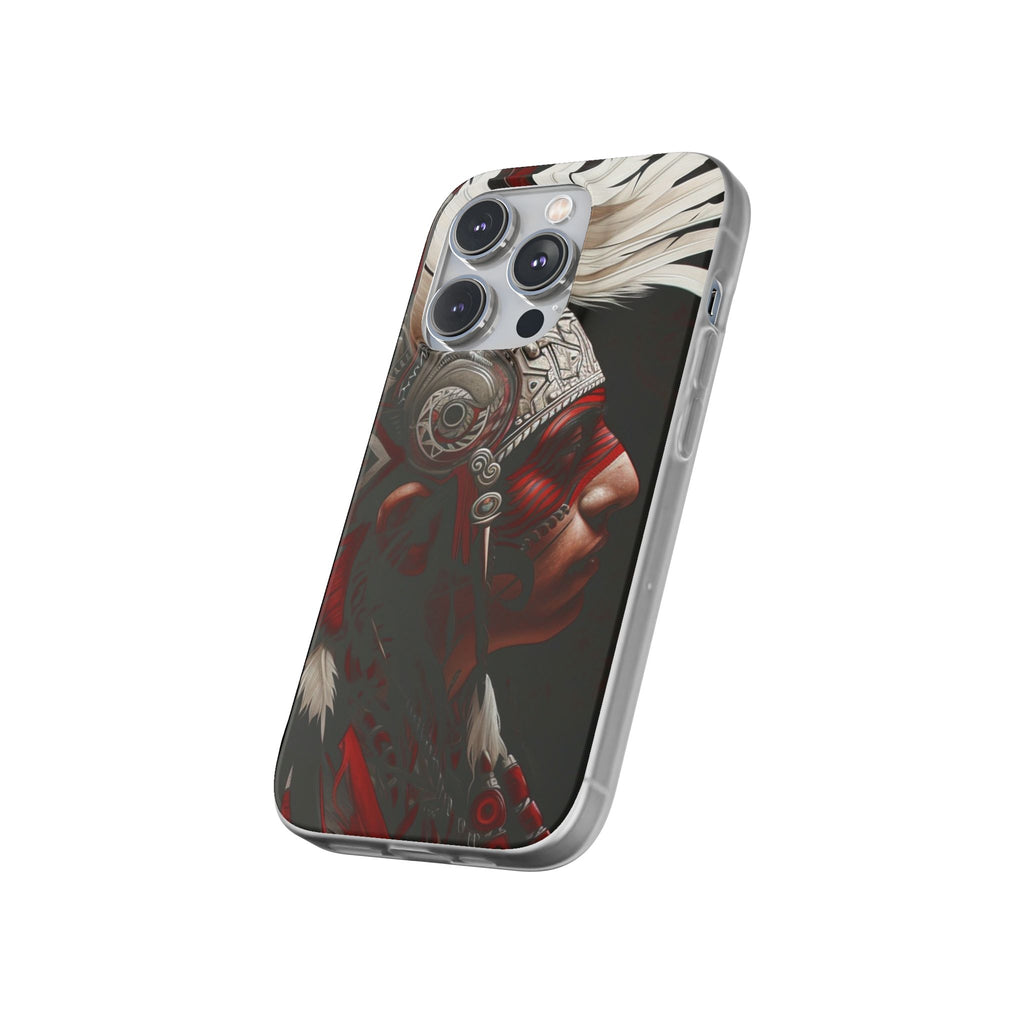 Aztec Warrior King – Flexi Phone Case (iPhone & Samsung • Clear TPU • Made in USA • Personalized Option)