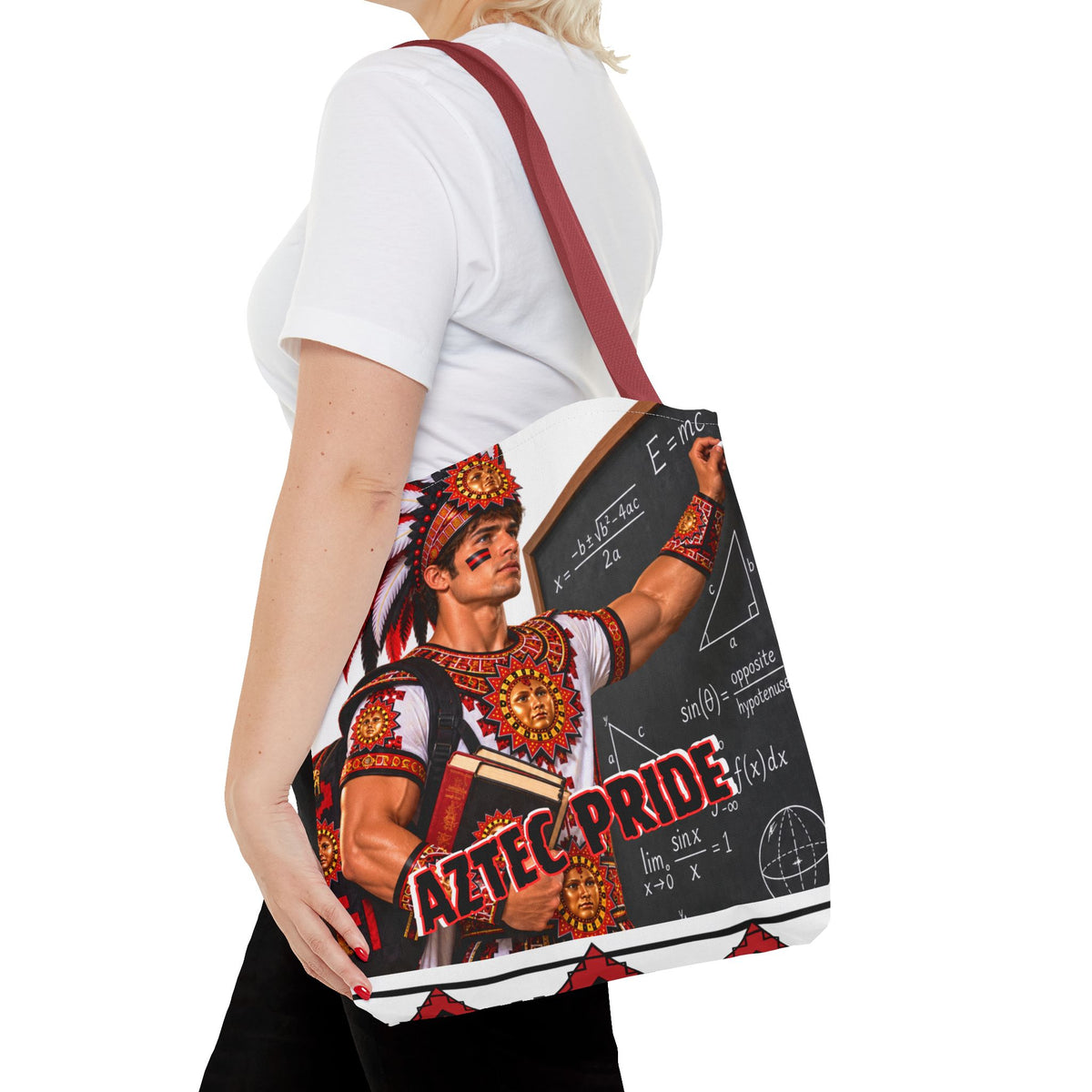 Aztec Mathematician Warrior Tote Bag | Aztec-Inspired AI Art • Made & Shipped in the USA • 🚚 FREE USA Shipping • FREE Personalization